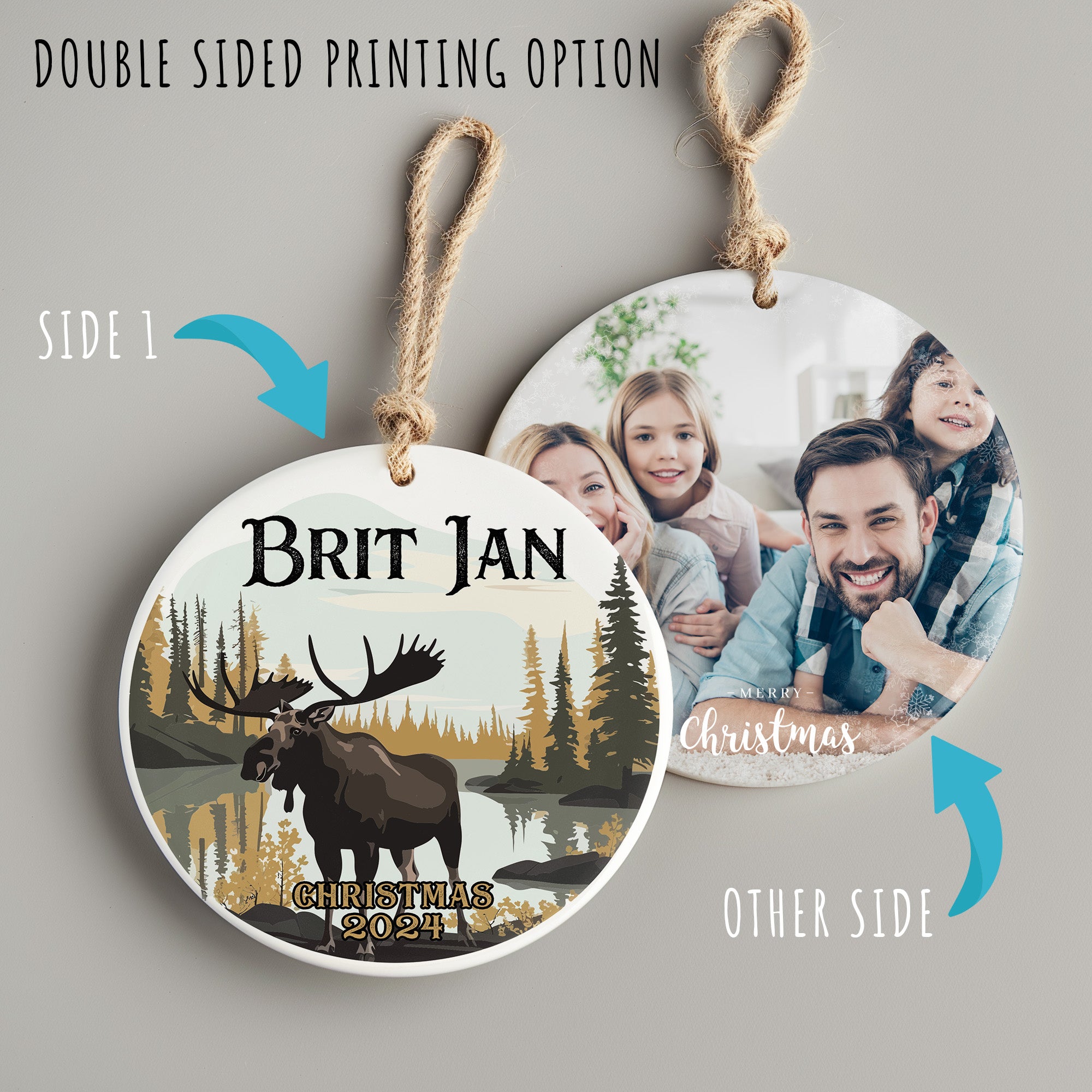 Personalized Christmas 2024 Moose Ceramic Ornament – Rustic Nature Scene, Perfect for Wildlife Lovers - Image 8