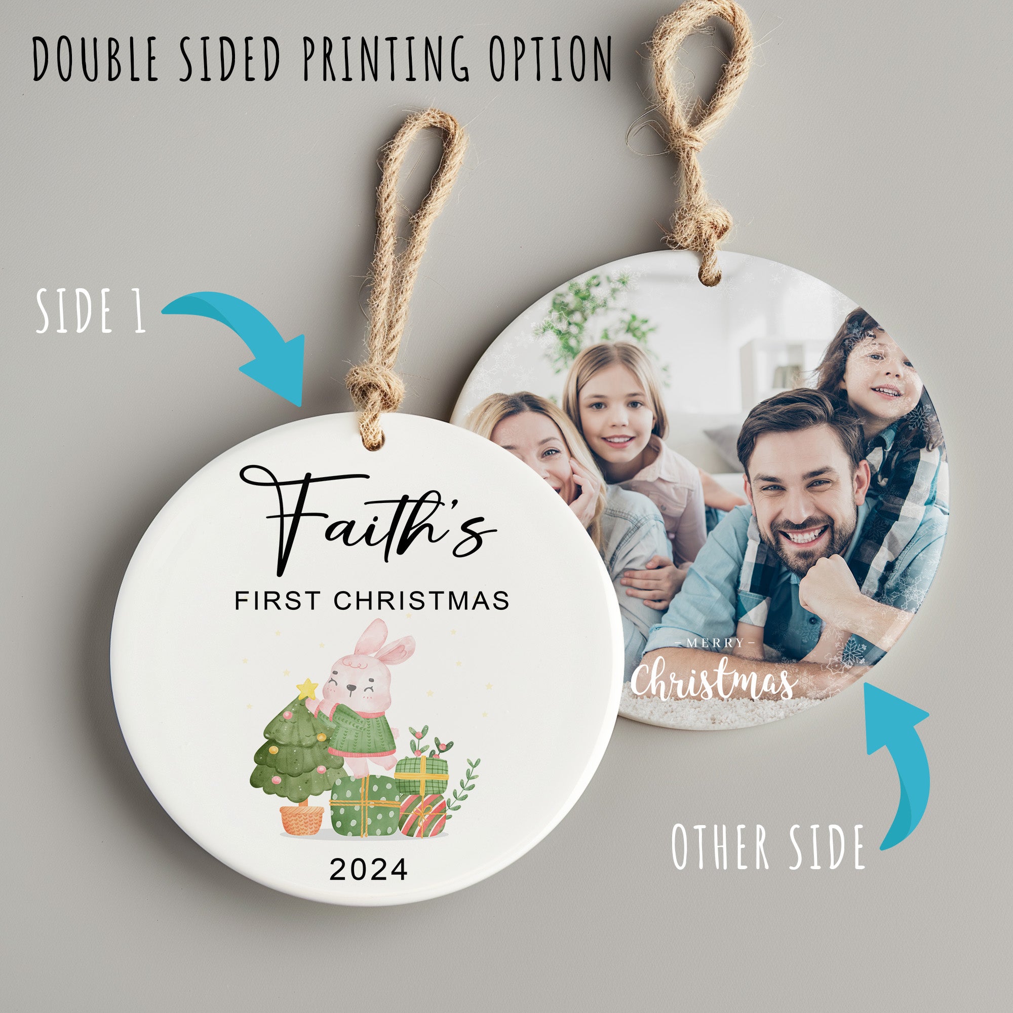 Personalized Baby's First Christmas Ceramic Ornament 2024 - Custom Name and Year Keepsake Gift - Image 8