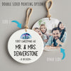 Personalized First Christmas Ceramic Ornament for Couples – Elegant Watercolor Design, Perfect as Newlywed Gift with Date Customization - Image 8