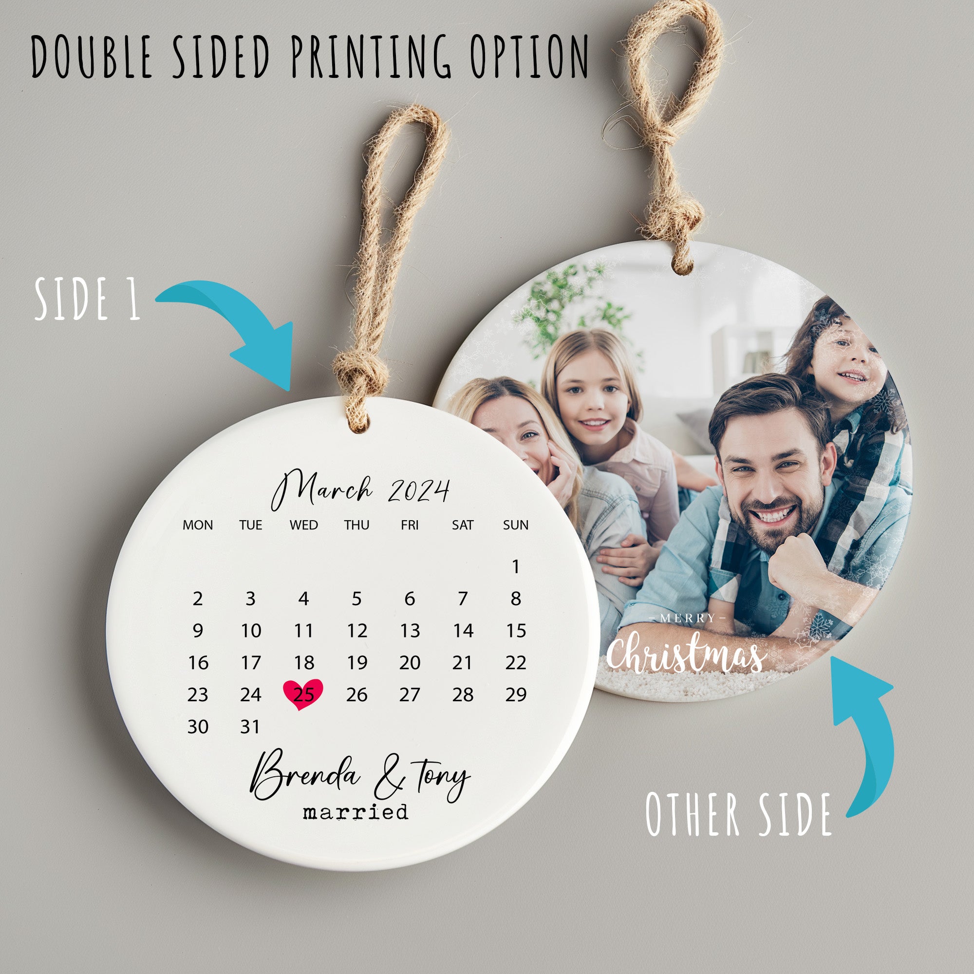 Personalized Wedding Date Ceramic Ornament – Custom Gift for Anniversaries, Weddings & Keepsakes - Image 8