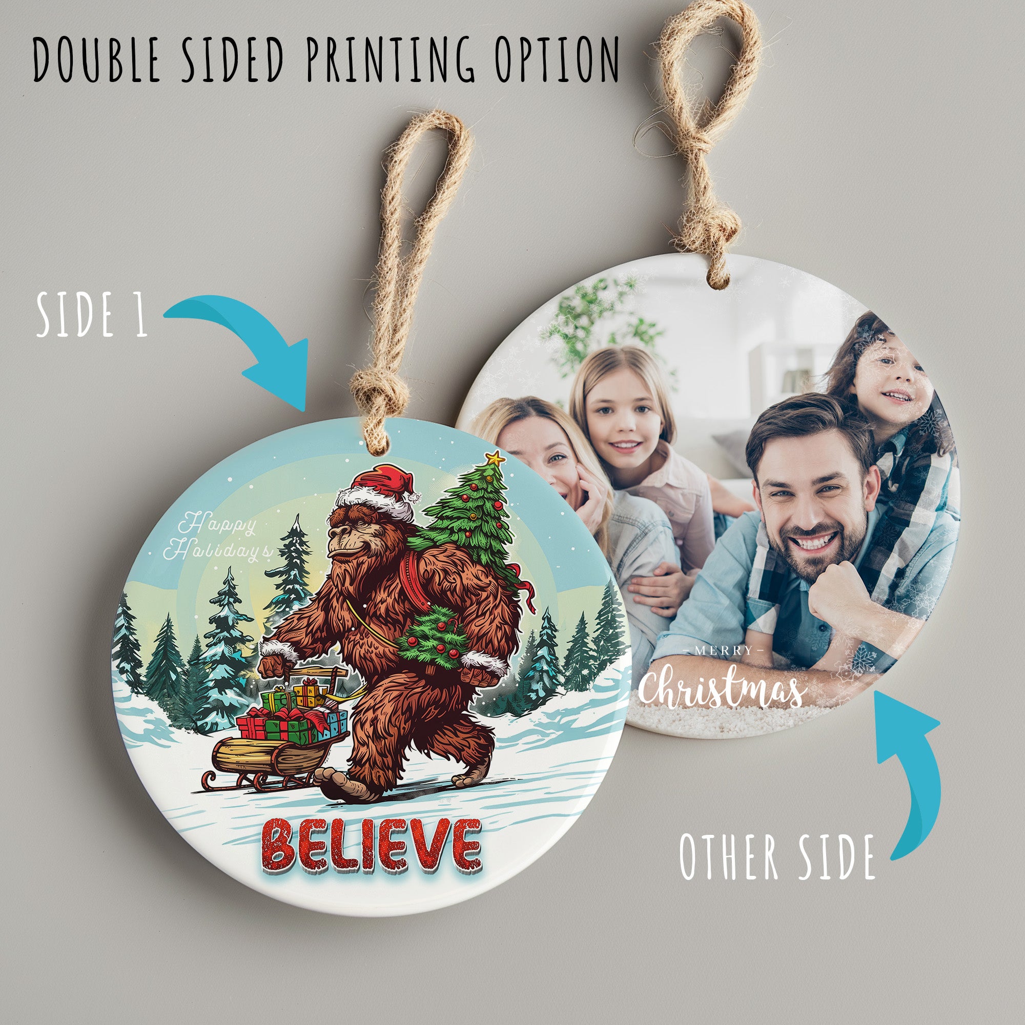 Personalized Holiday Sasquatch Ornament – Handcrafted Ceramic with Festive Design for Unique Christmas Decor - Image 8