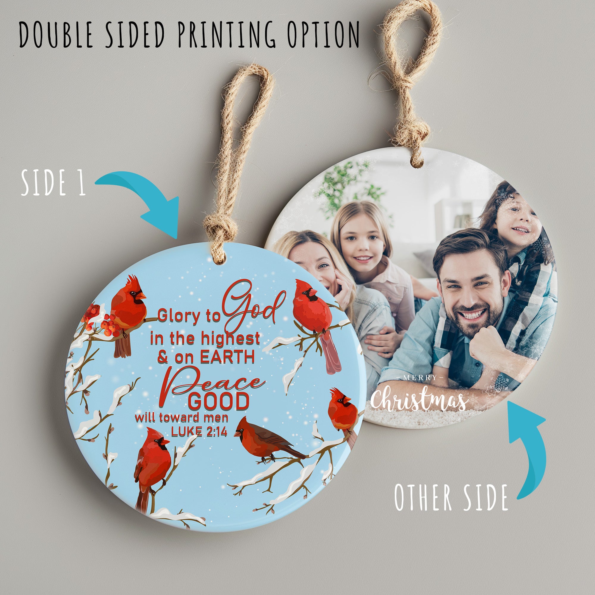 Personalized Cardinal Christmas Ornament - Ceramic Luke 2:14 Design - Perfect for Holiday Decor & Gifts - Image 8