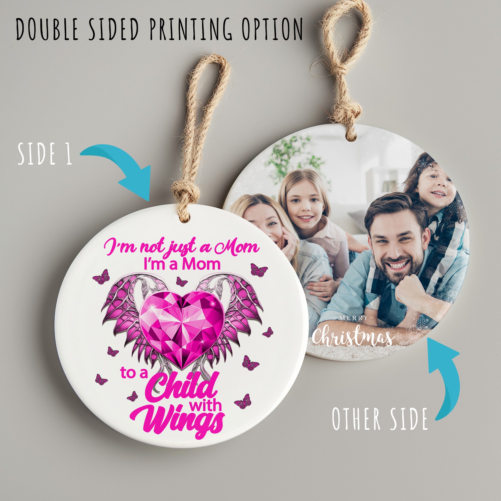 Beautiful Pink Heart Ceramic Ornament - Personalized Gift for Moms of Angel Babies - Handcrafted Keepsake with Winged Design - Image 8