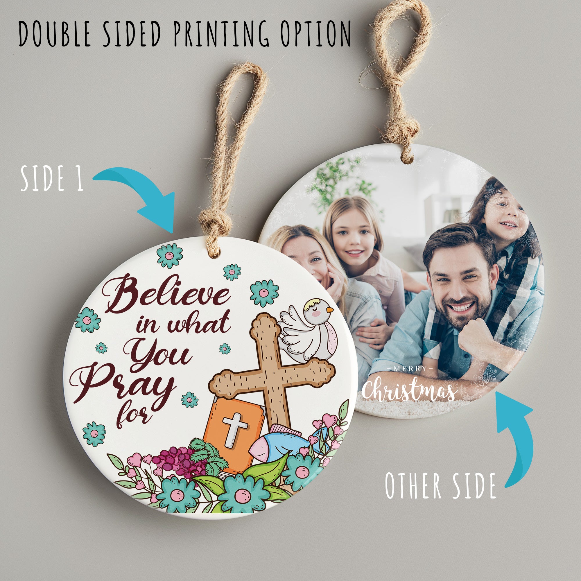 Personalized Handmade Ceramic Ornament with Inspirational Quote and Christian Symbols for Special Occasions - Image 8