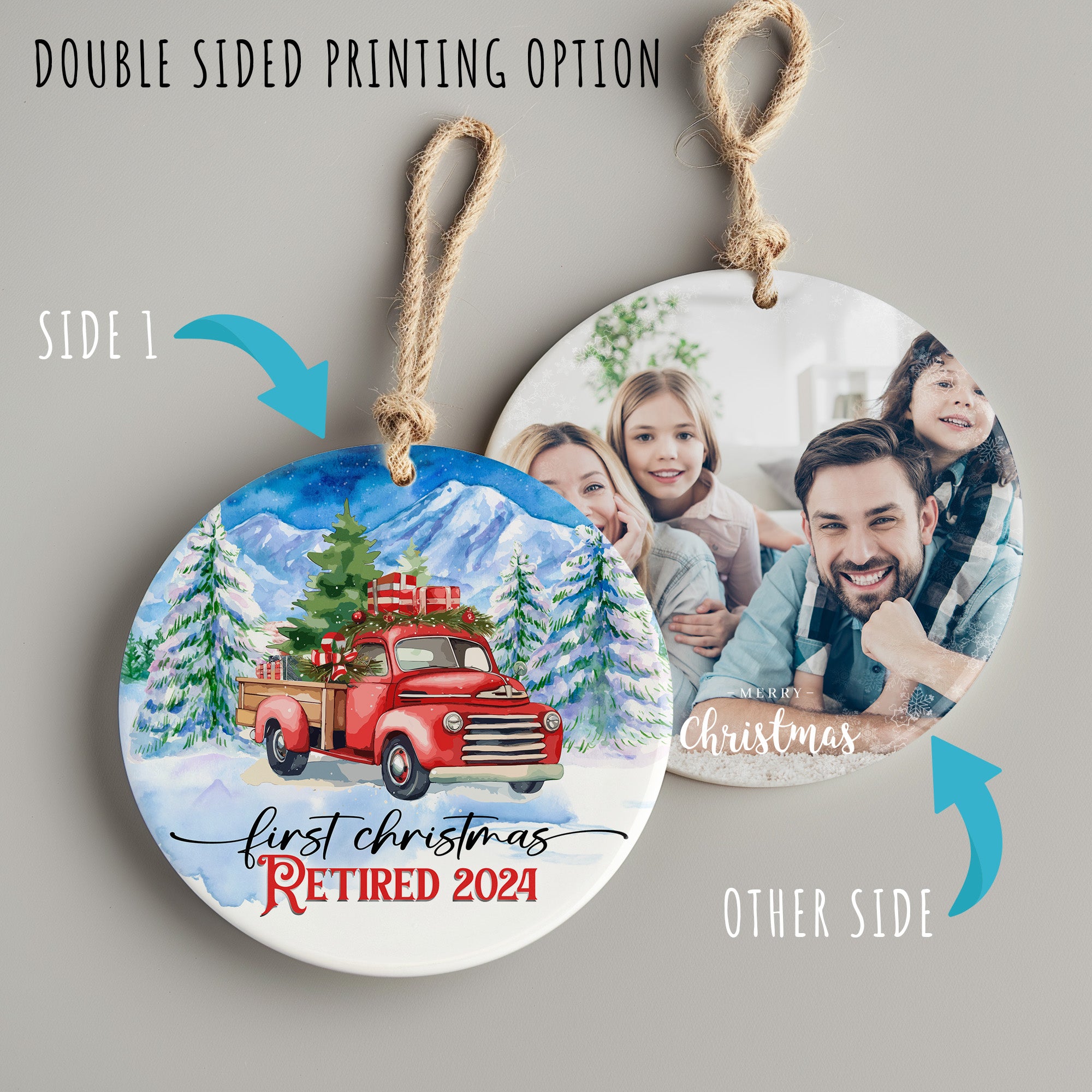 Personalized First Christmas Retired 2024 Ceramic Ornament – Handcrafted Keepsake with Vintage Red Truck Design - Image 8