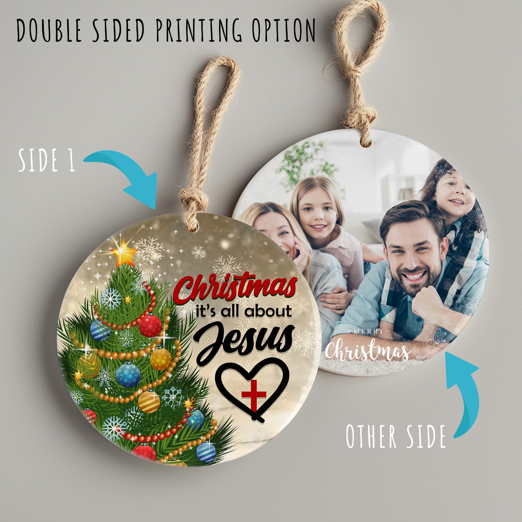 Personalized Ceramic Christmas Ornament - "It's All About Jesus" with Festive Tree Design - Perfect Holiday Gift Keepsake - Image 8