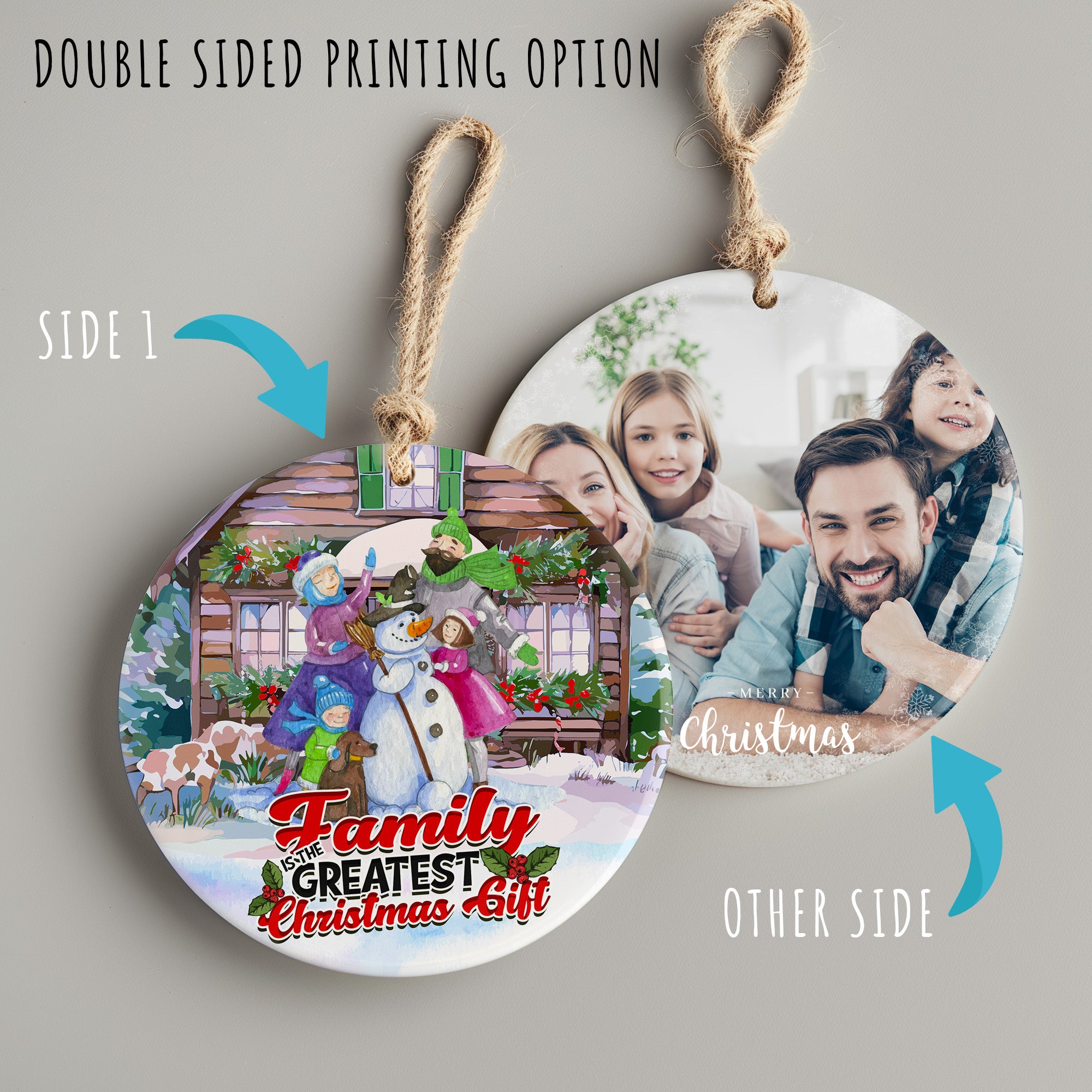 Personalized Family Christmas Ornament - Handcrafted Ceramic Keepsake with Heartwarming Snowman Design - Image 8