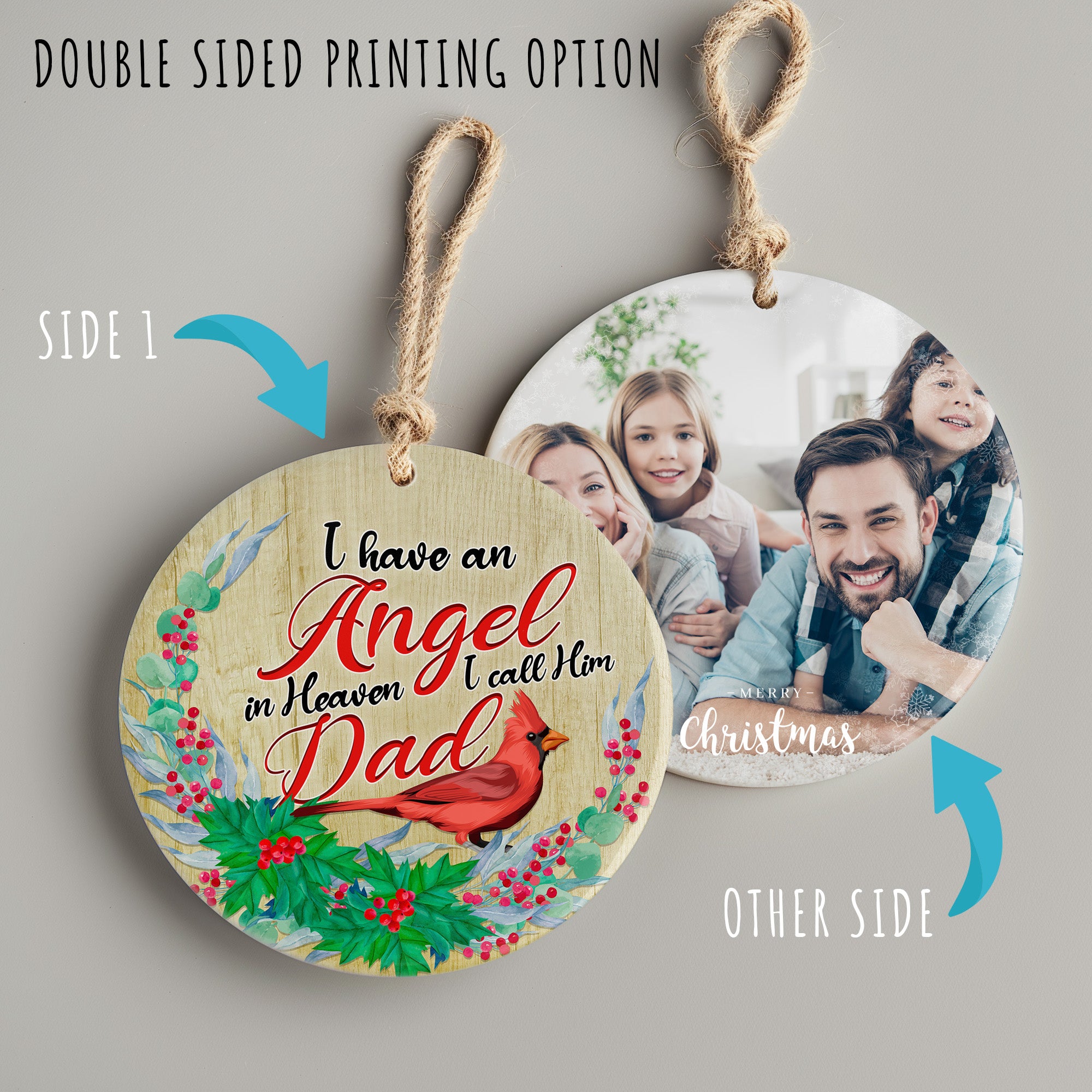 Personalized Memorial Ceramic Ornament – "Angel Dad" Cardinal Design, Heartfelt Keepsake Gift - Image 8