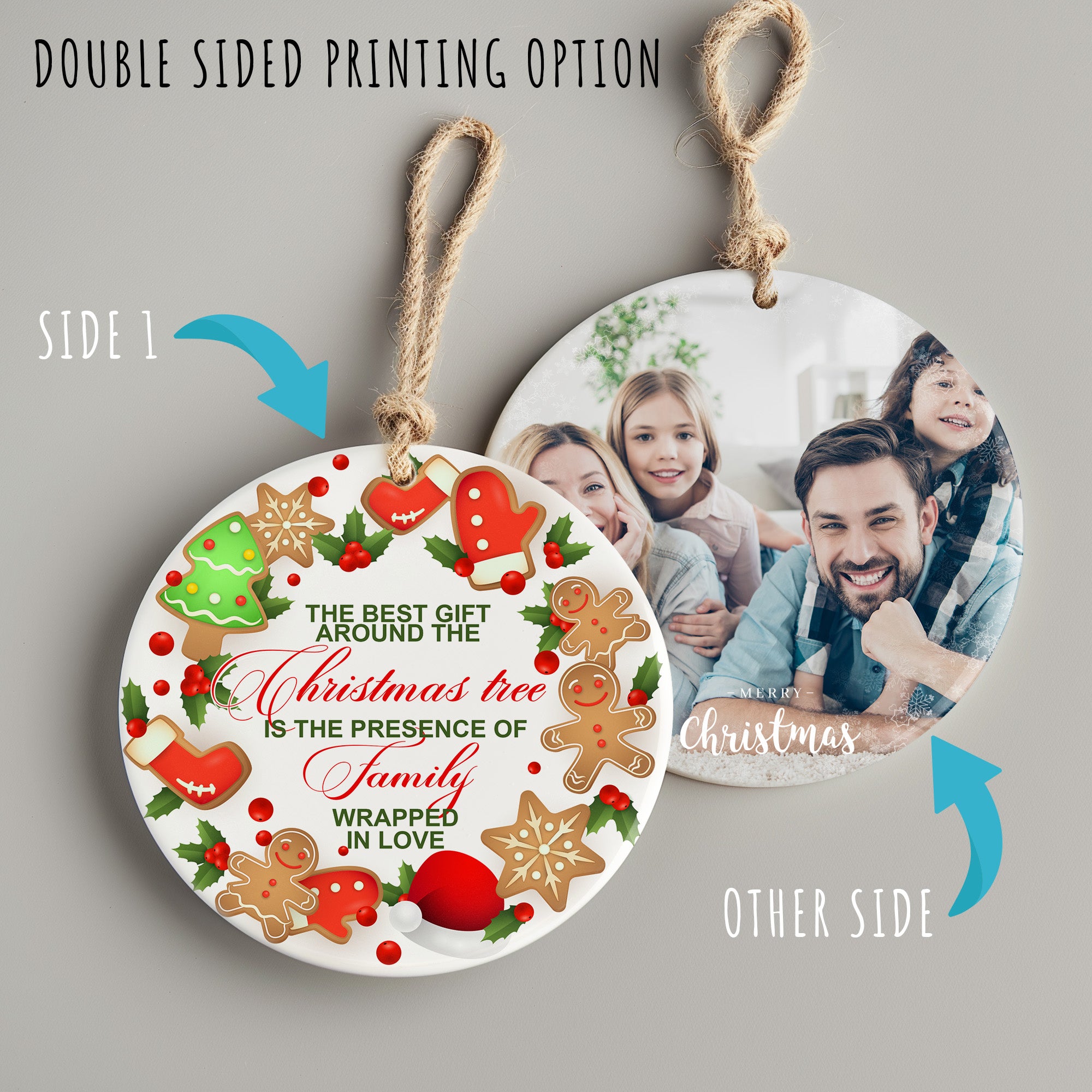 Personalized Christmas Ceramic Ornament with Festive Gingerbread Design – Perfect Customizable Gift for Family Celebrations - Image 8