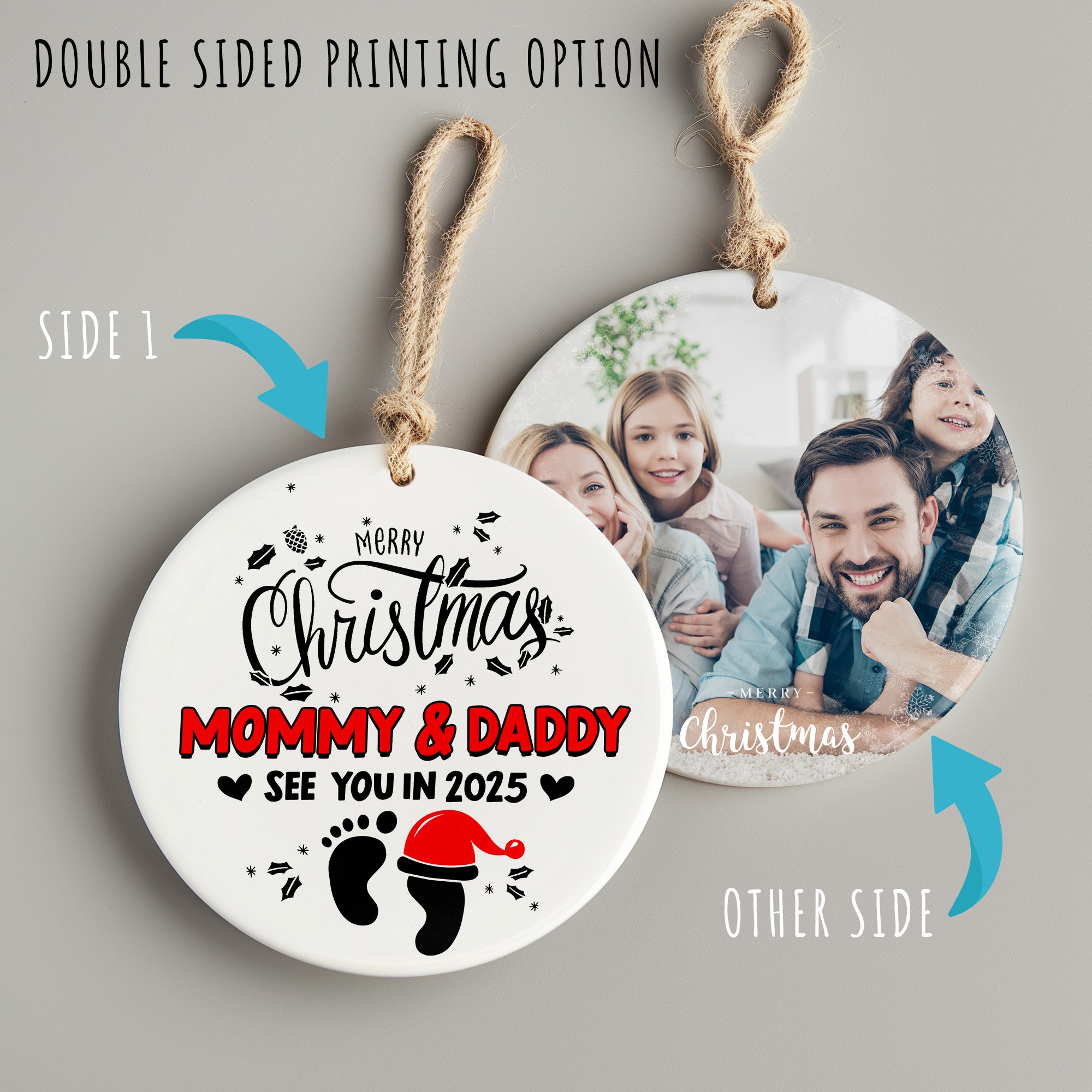 Personalized Merry Christmas Ornament for Parents-to-Be - Customized Baby Announcement Gift - Image 8