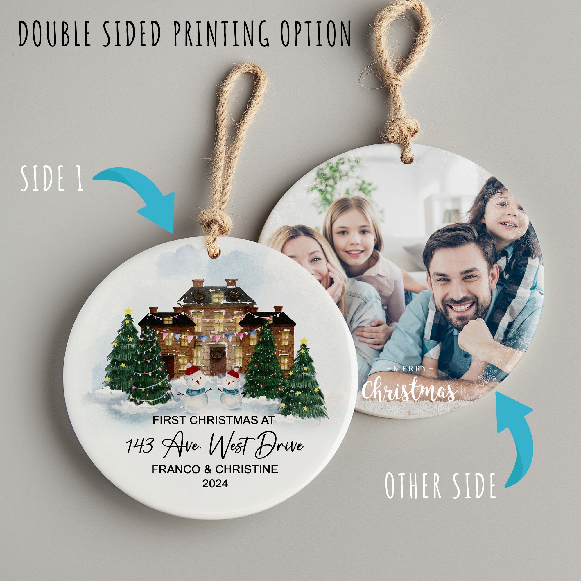 Personalized First Christmas Ceramic Ornament – Custom Address and Names – Perfect Gift for New Homeowners - Image 8