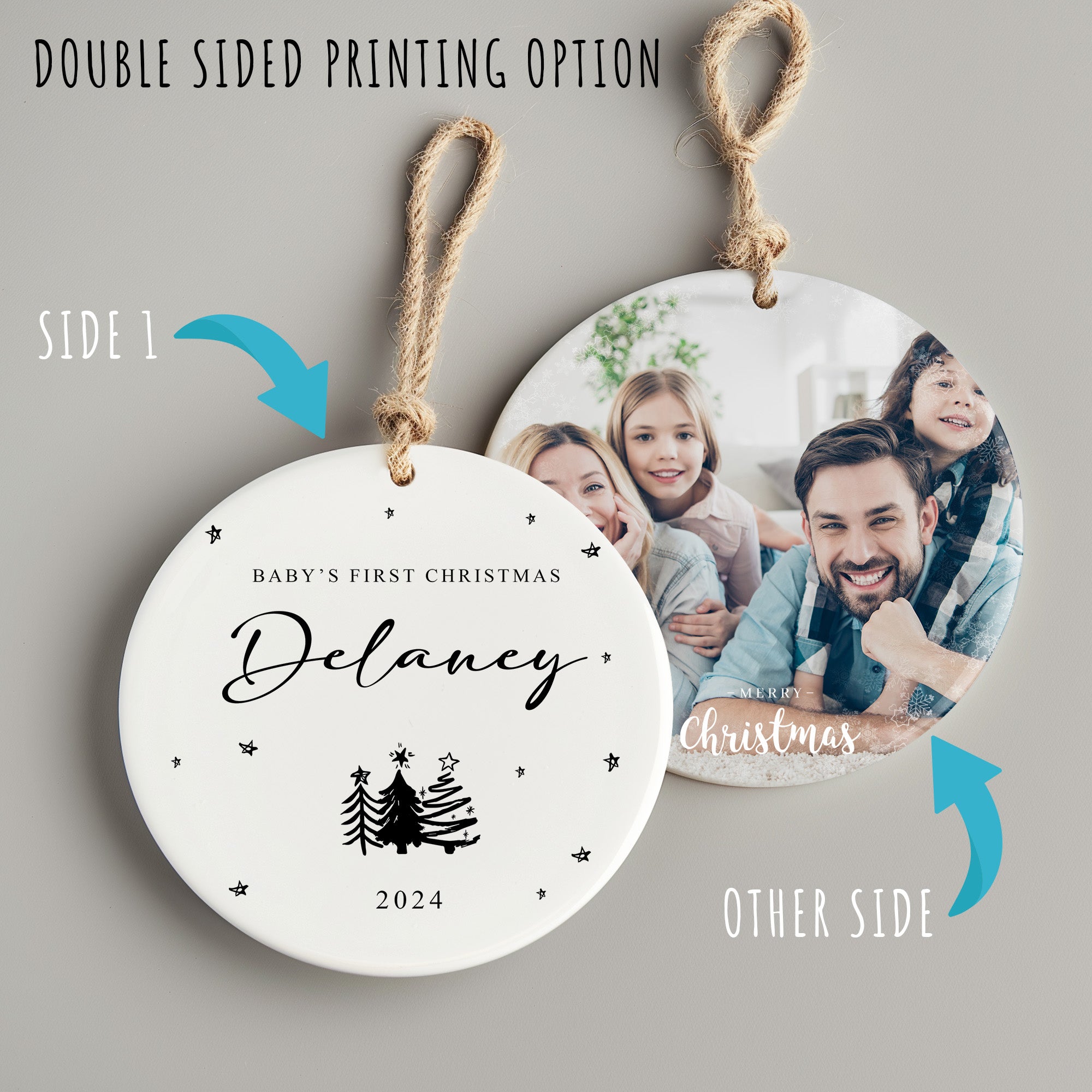Personalized Baby's First Christmas Ornament 2024 – Ceramic Keepsake with Custom Name Design - Image 8
