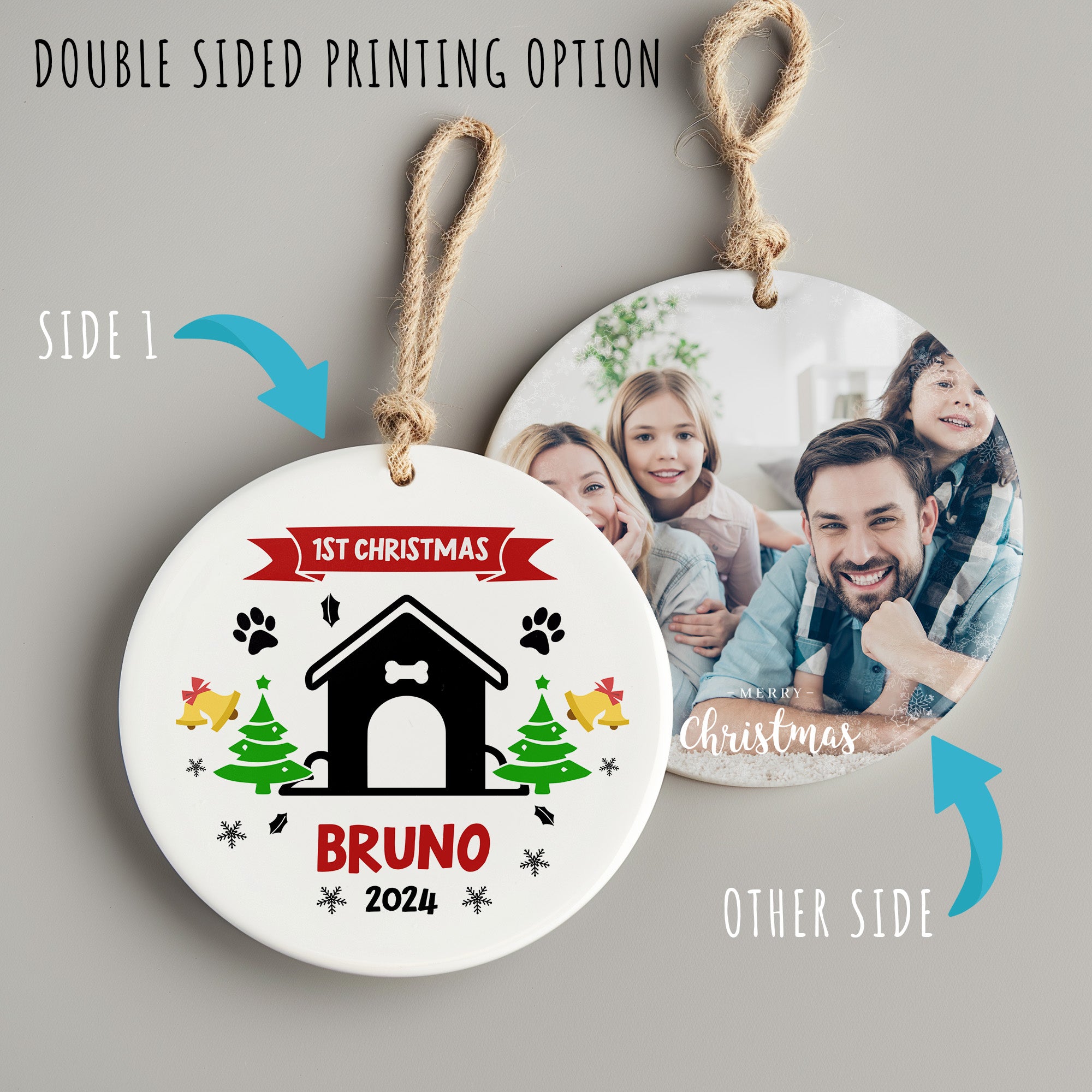 Personalized "1st Christmas" Ceramic Ornament for Pets - Custom Name and Year, Handmade Holiday Decor Keepsake - Image 8