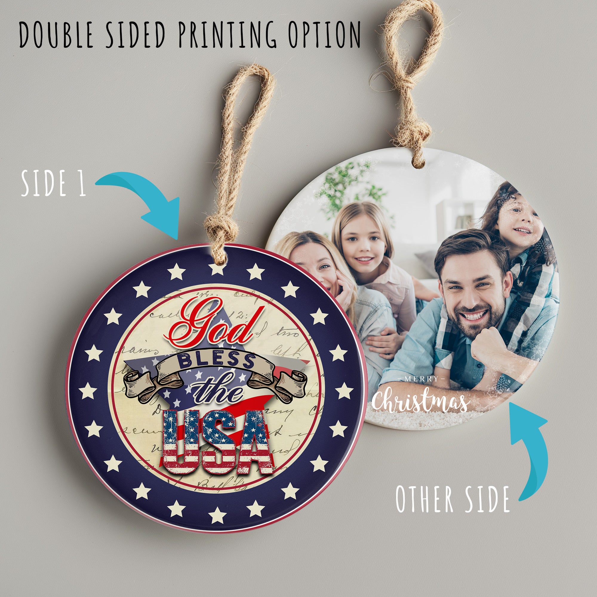 Personalized "God Bless the USA" Ceramic Ornament - Patriotic Star Design Keepsake - Image 8