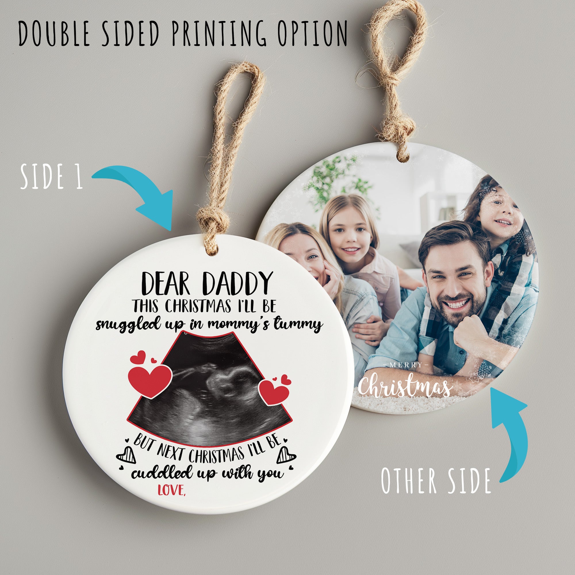 Personalized Dear Daddy Christmas Ornament with Ultrasound Design – Perfect Baby Announcement Gift for Expecting Parents - Image 8