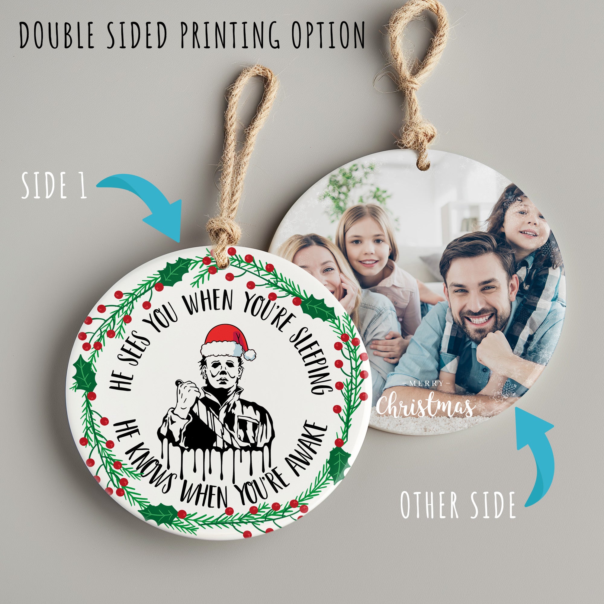 Personalized Handmade Ceramic Horror-Themed Christmas Ornament – Festive Holiday Decoration for Unique Gift-Giving - Image 8