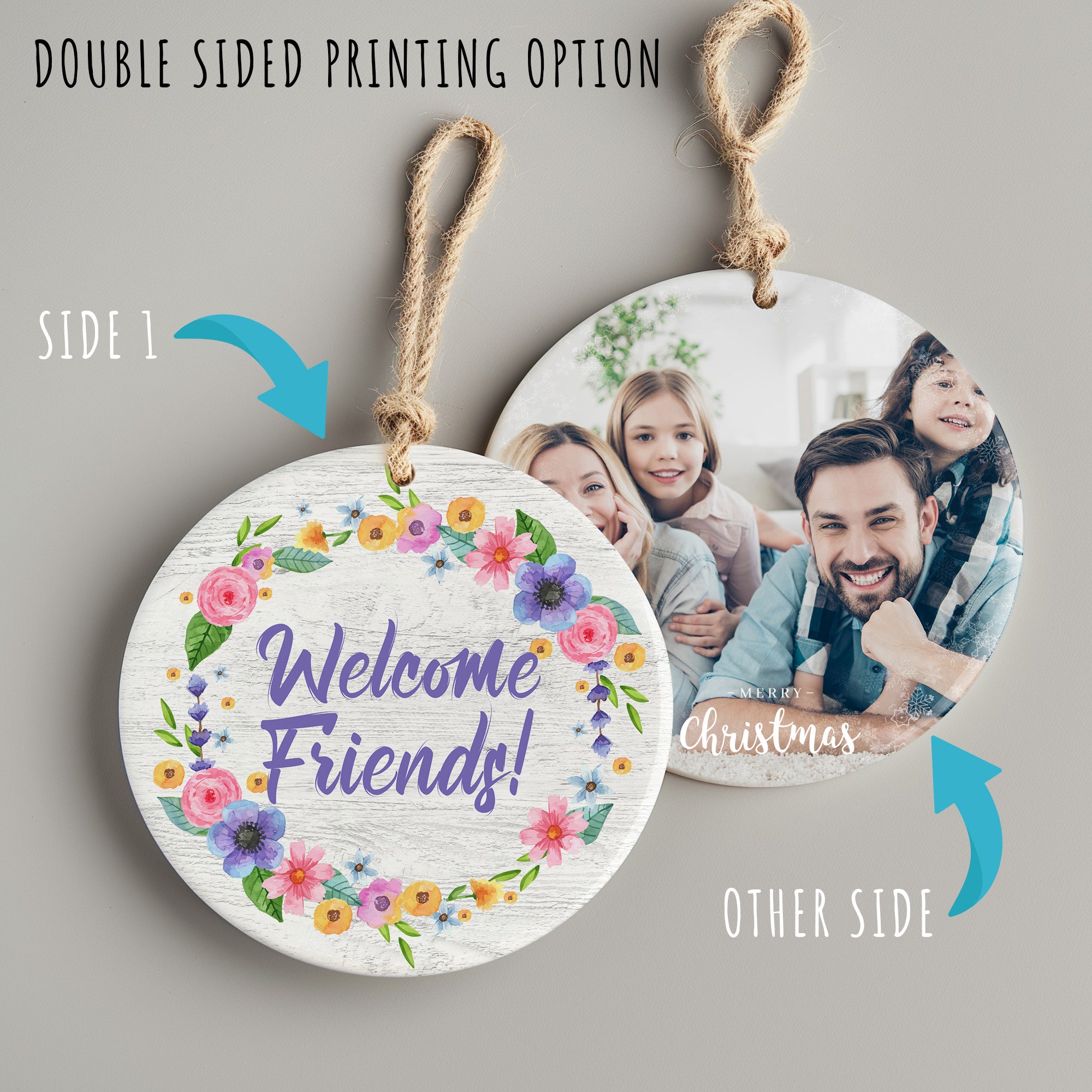 Personalizable "Welcome Friends!" Floral Ceramic Ornament - Handmade and Heartfelt Gift for All Occasions - Image 8