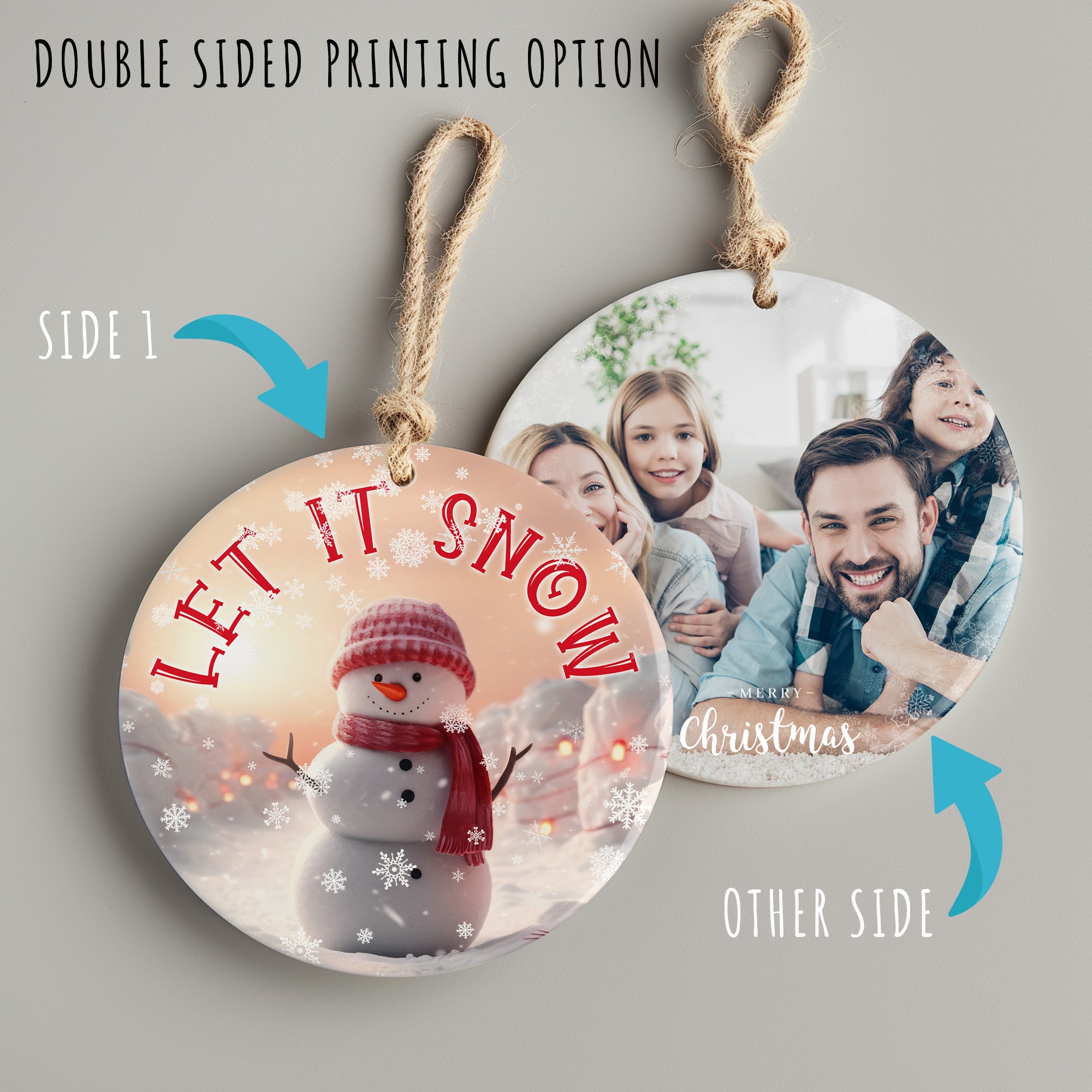 Personalized "Let It Snow" Ceramic Ornament - Handcrafted Holiday Snowman Keepsake with Customization Options - Image 8