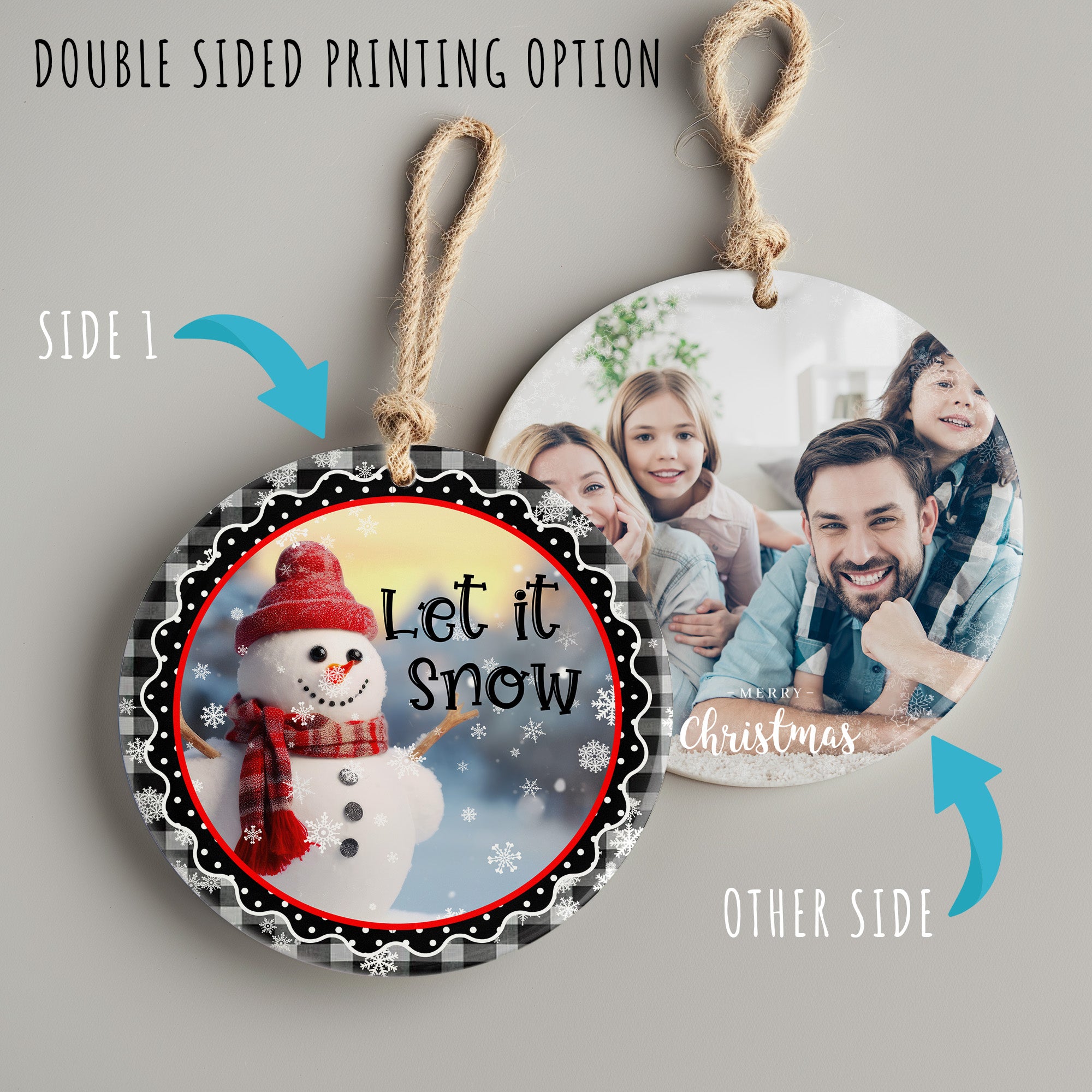 Personalized Snowman Ceramic Ornament with Festive Plaid Design - Perfect Holiday Gift for Family and Friends - Image 8