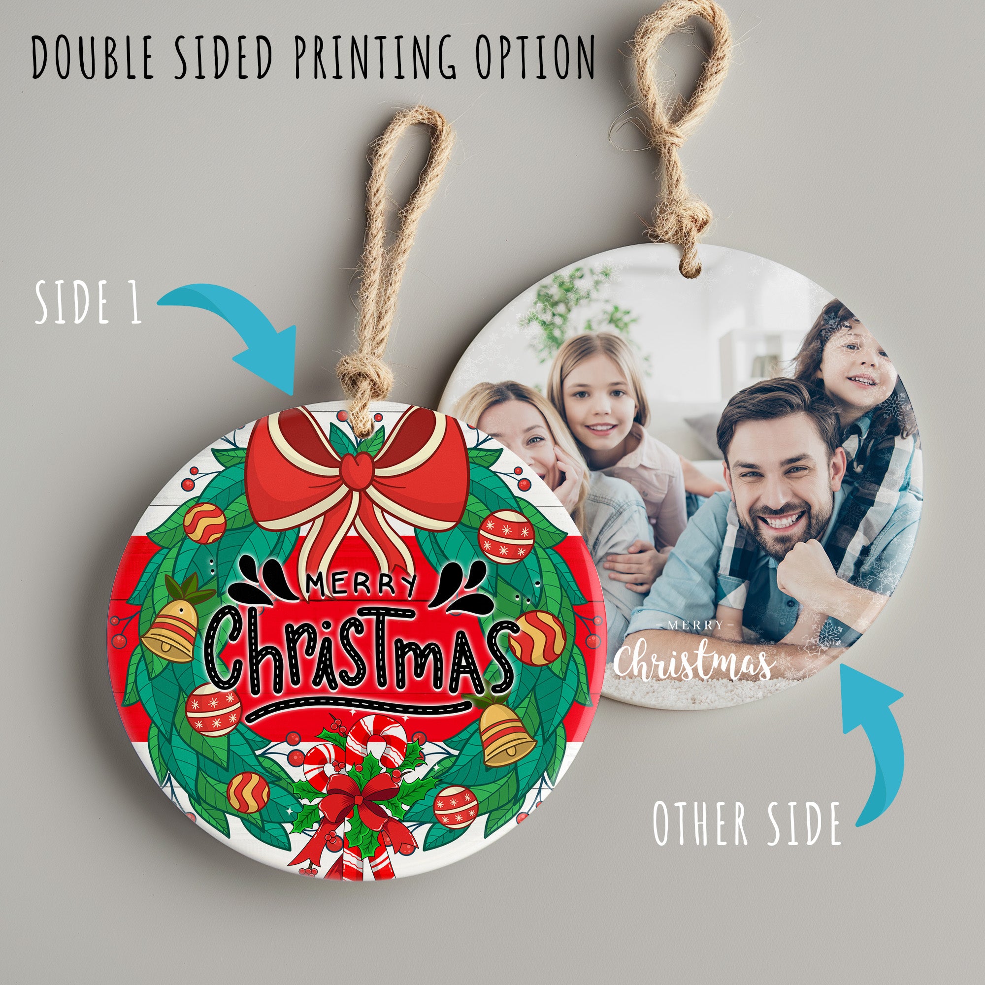 Personalized Merry Christmas Ceramic Ornament – Handcrafted Holiday Keepsake with Festive Designs and Customization Options - Image 8
