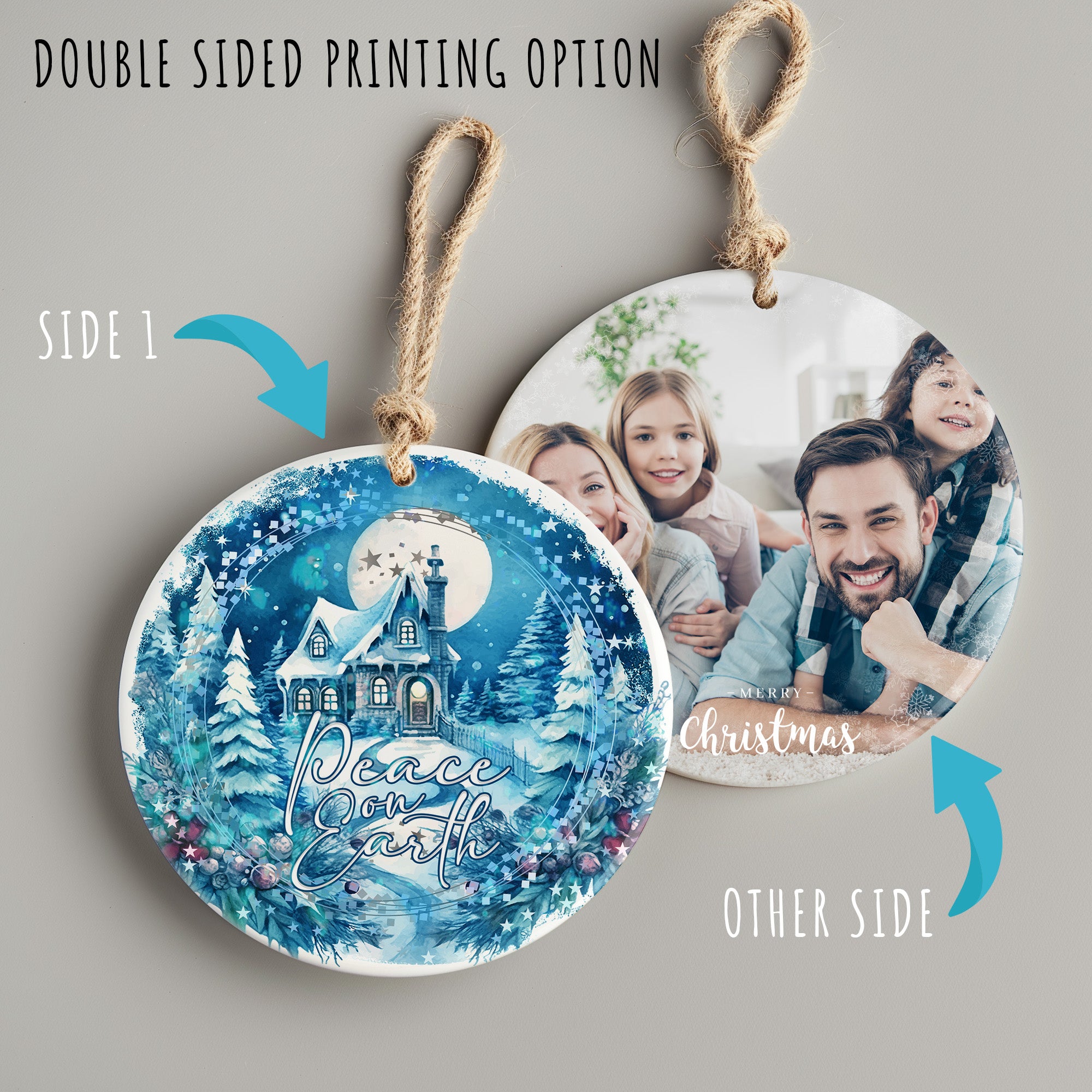 Personalized "Peace on Earth" Ceramic Ornament - Handcrafted Winter Wonderland Design for Holiday Gift Giving - Image 8