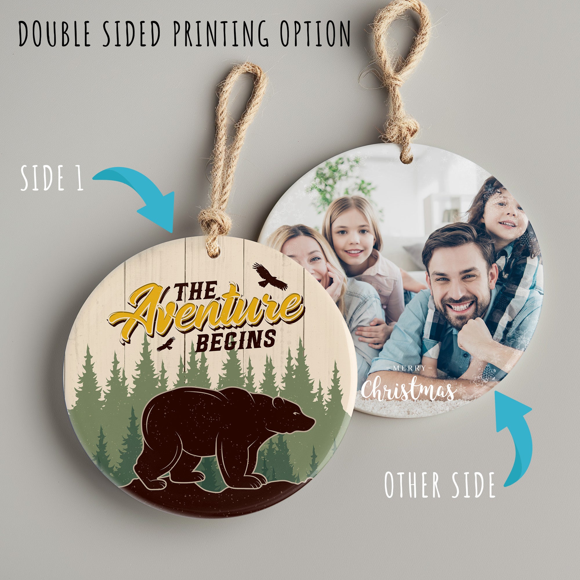 Personalized "The Adventure Begins" Ceramic Ornament - Forest Bear Design for Adventurous Spirits - Image 8
