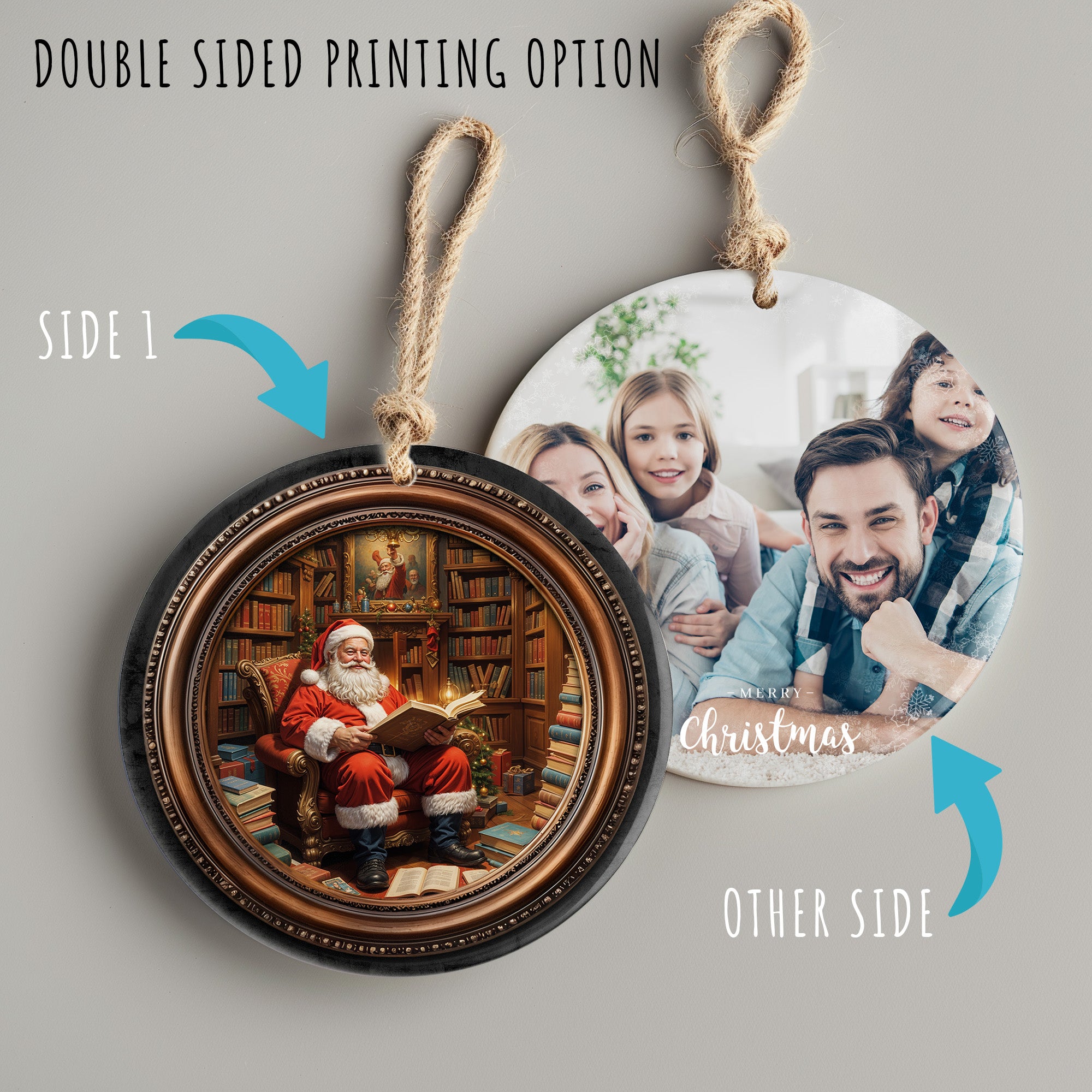 Personalized Santa's Christmas Library Ceramic Ornament - Handcrafted Holiday Charm - Image 8