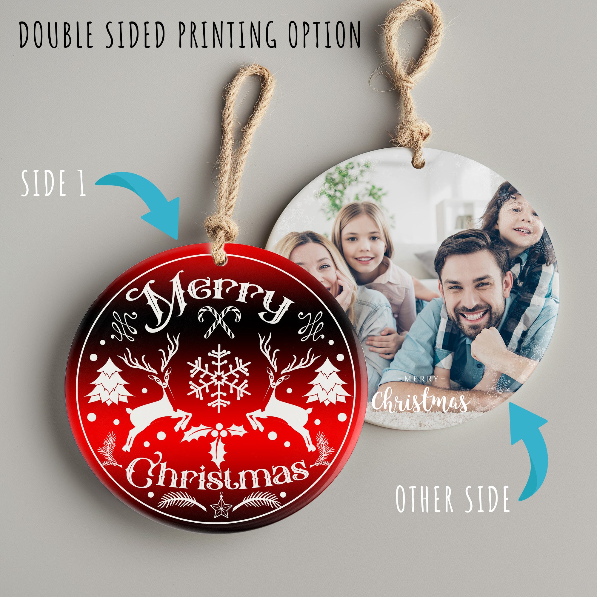 Personalized Merry Christmas Ceramic Ornament – Handcrafted Holiday Décor with Elegant Red & White Design - Image 8