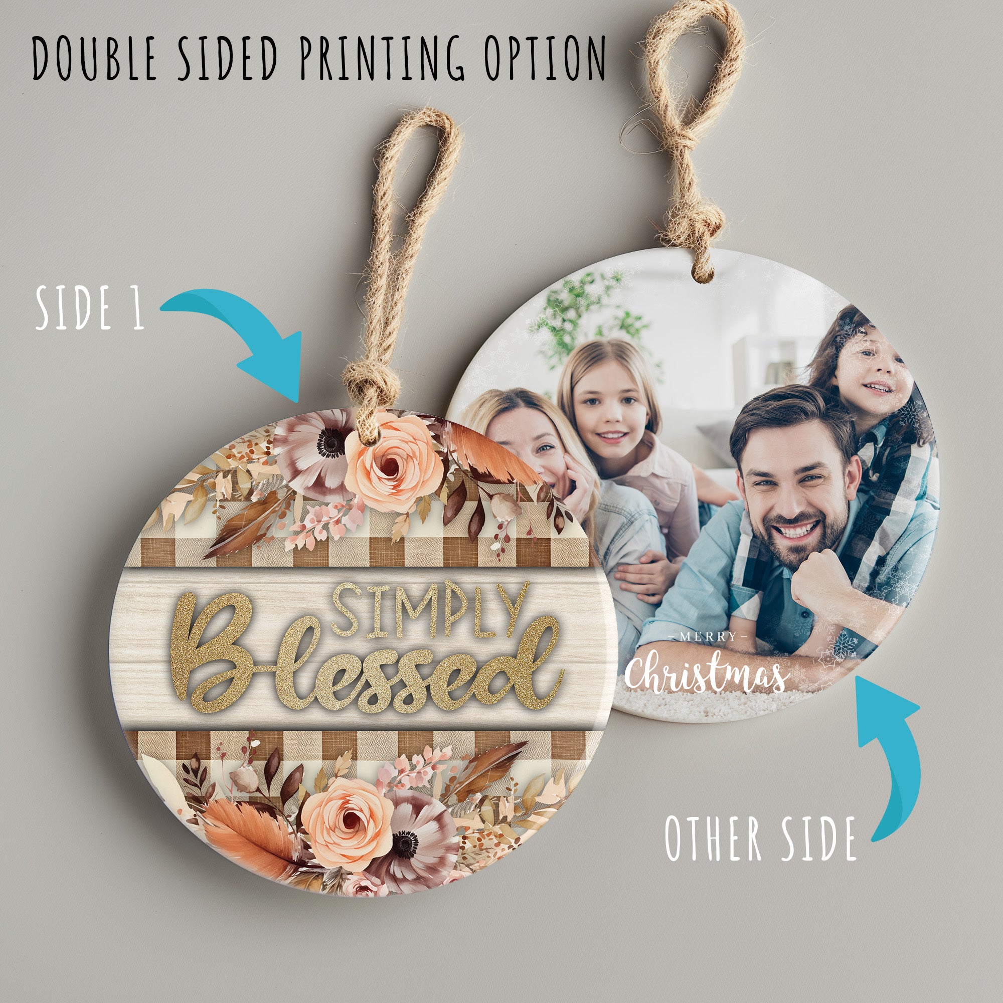 Personalized "Simply Blessed" Ceramic Ornament – Elegant Floral Gift for Loved Ones - Image 8