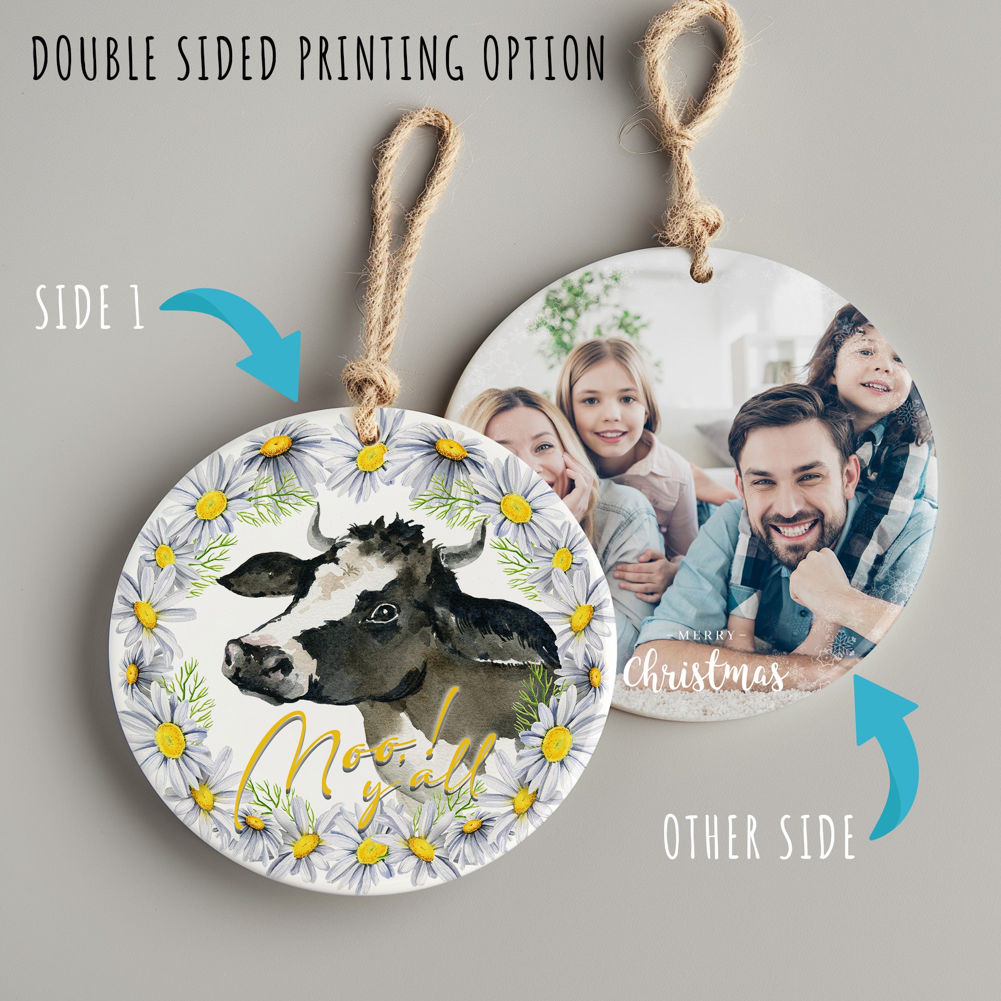 Personalized Ceramic Cow Ornament with Floral Design - Perfect Handmade Gift for Farmhouse Decor and Celebrations - Image 8