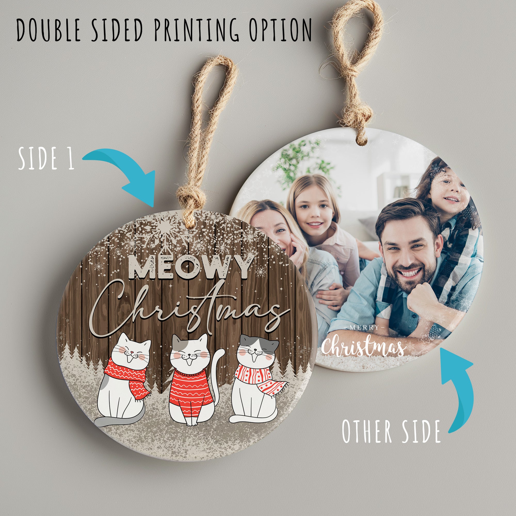 Personalized "Meowy Christmas" Ceramic Ornament – Cozy Cat Design, Handmade Holiday Gift - Image 8