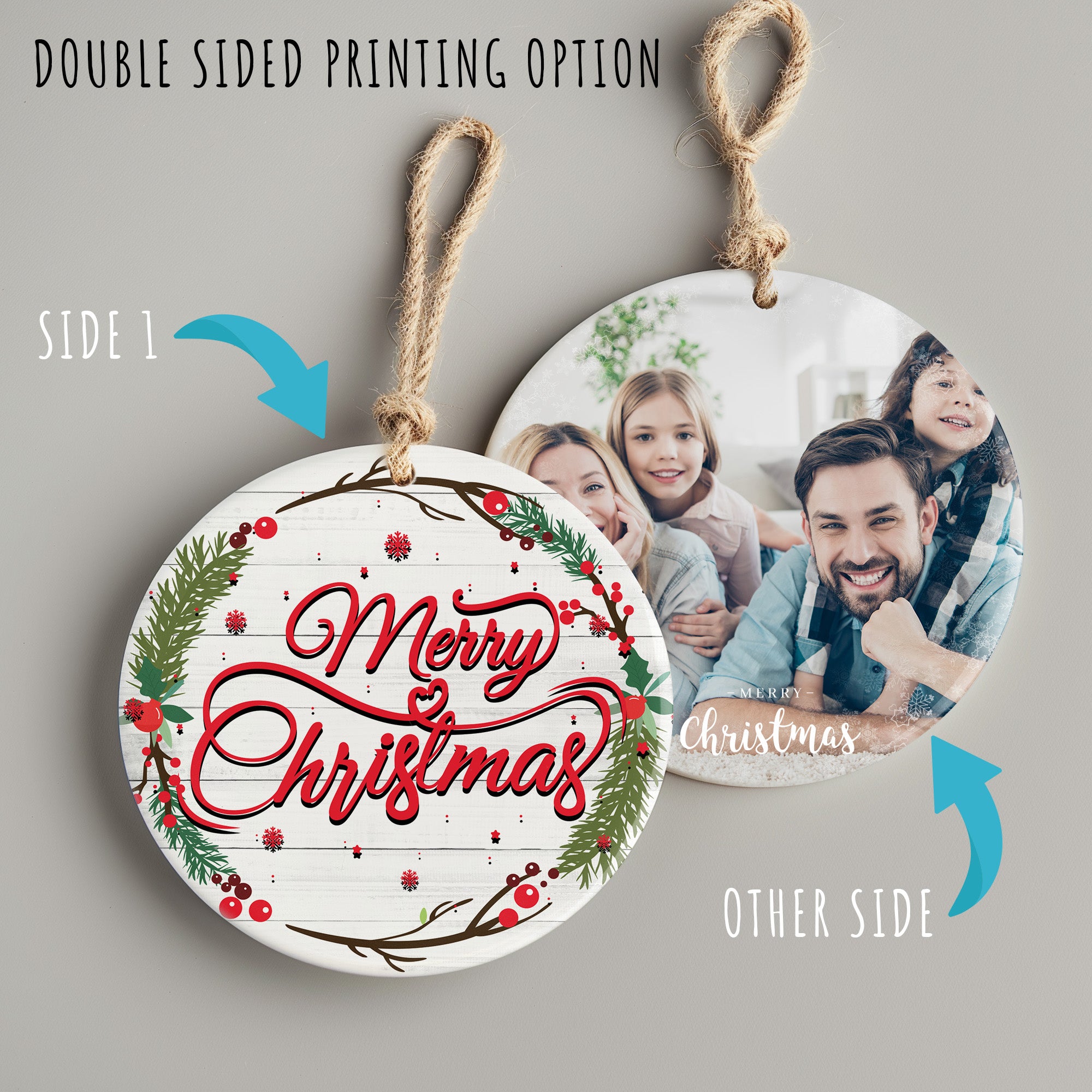 Personalized Merry Christmas Ceramic Ornament - Handcrafted Holiday Keepsake with Festive Design for Gift-Giving - Image 8