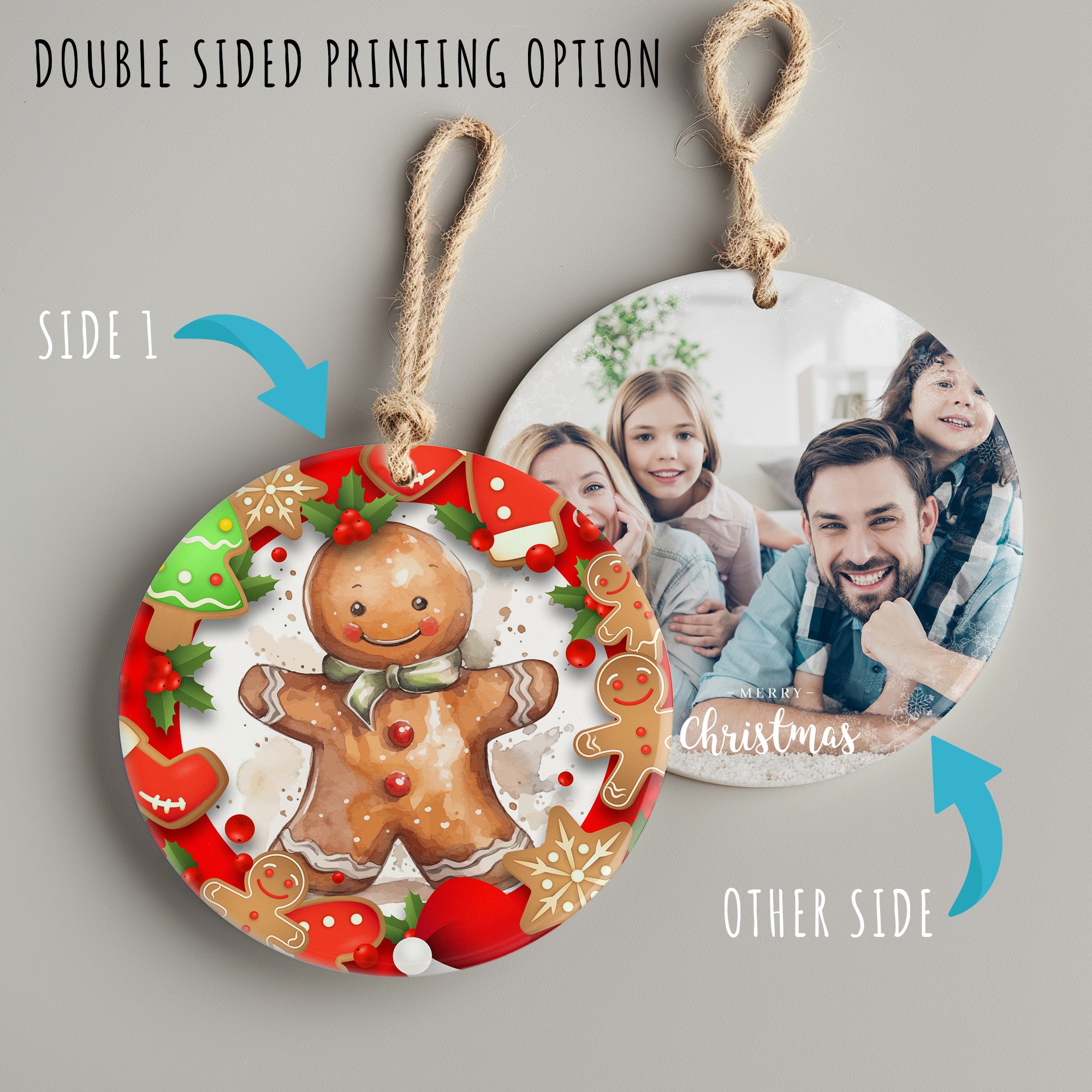 Personalized Gingerbread Man Ceramic Ornament - Handcrafted Christmas Keepsake with Festive Design - Image 8