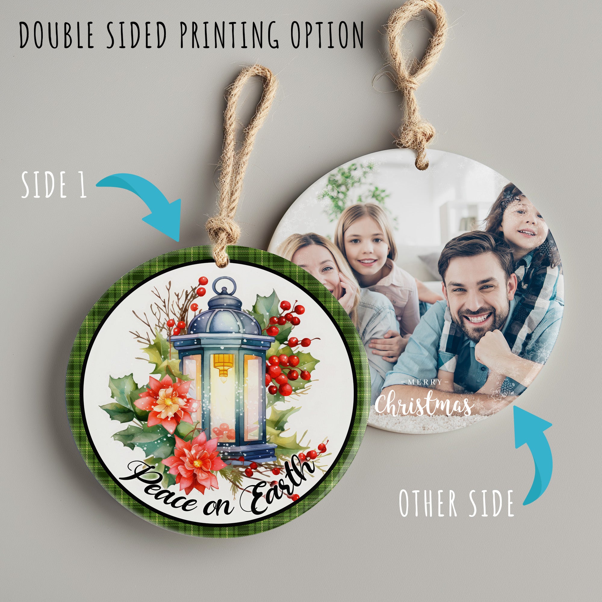 Personalized Ceramic Holiday Ornament with Lantern and Poinsettia - Handcrafted Christmas Gift for Peaceful Celebrations - Image 8