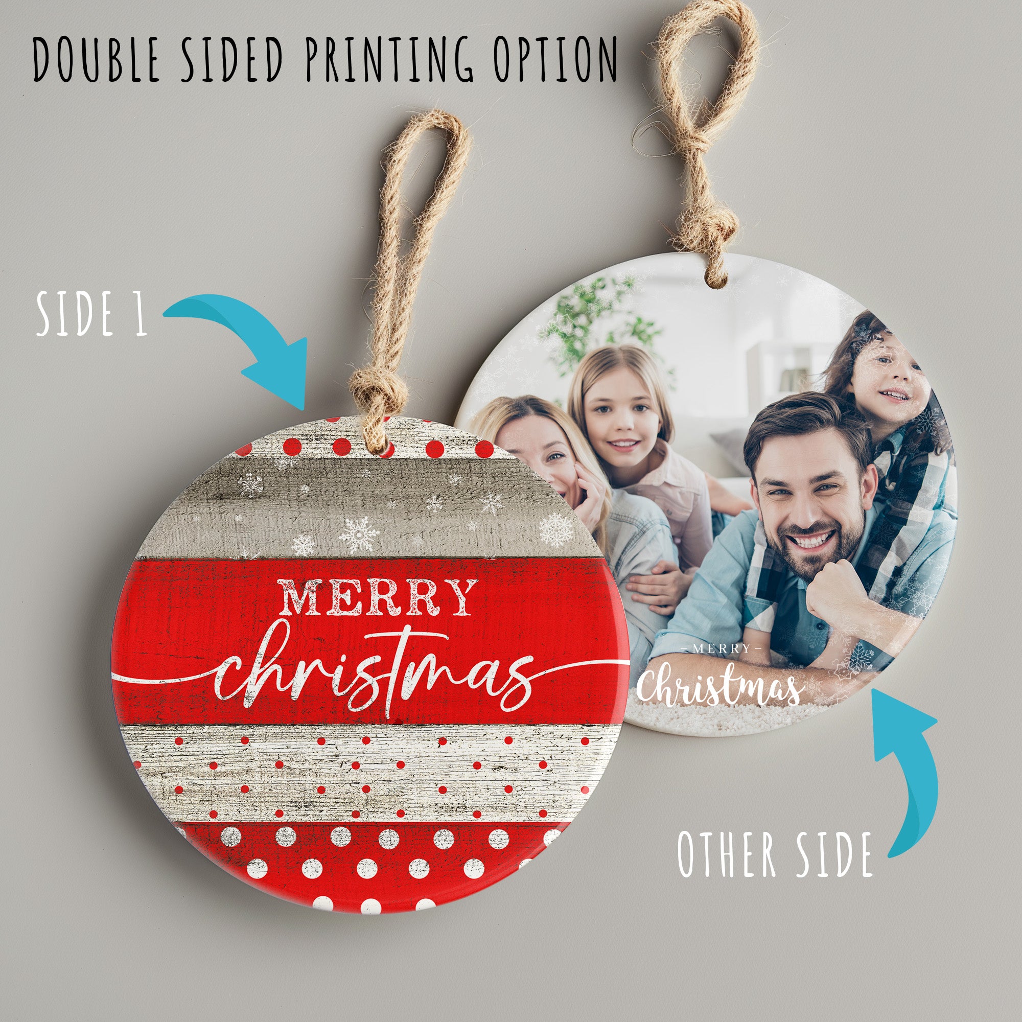 Handcrafted Ceramic Merry Christmas Ornament - Rustic Red & White Personalized Gift for Holiday Cheer - Image 8