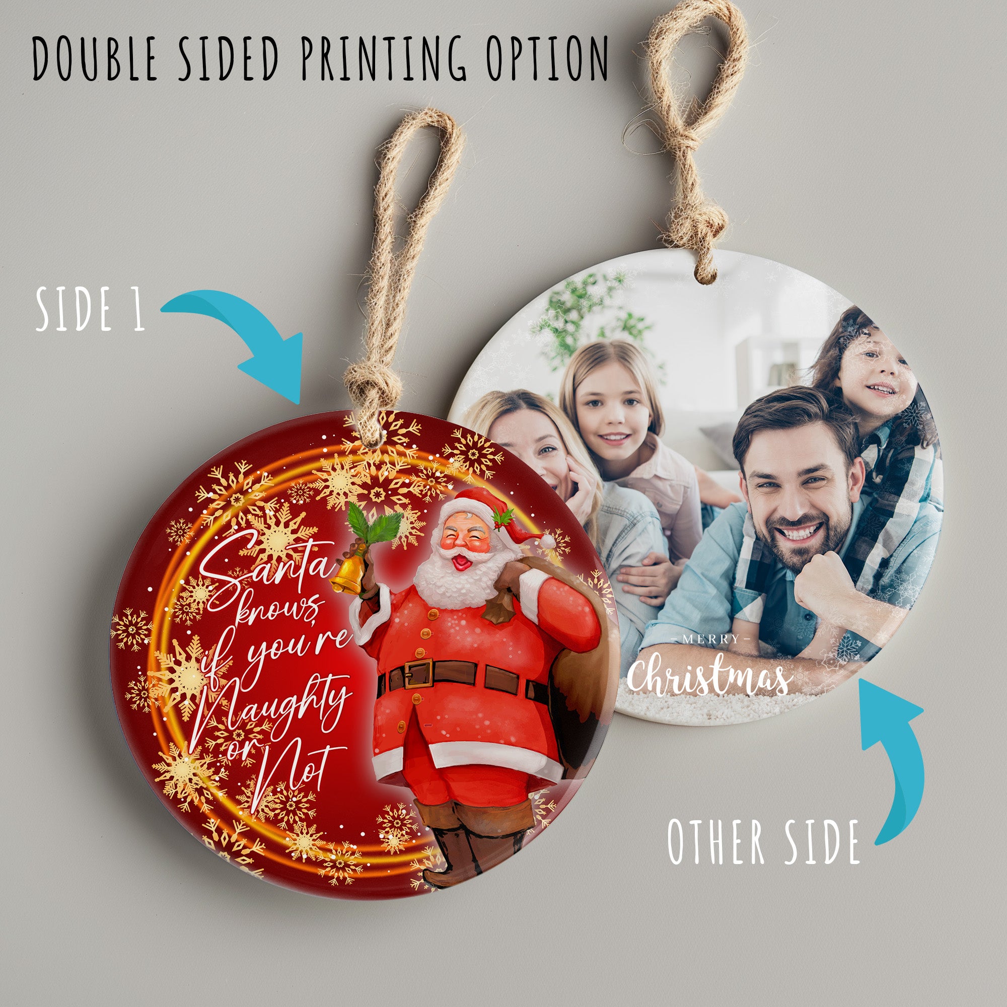 Personalized Christmas Ceramic Ornament - "Santa Knows" Design for a Festive Holiday Touch - Perfect Custom Gift - Image 8