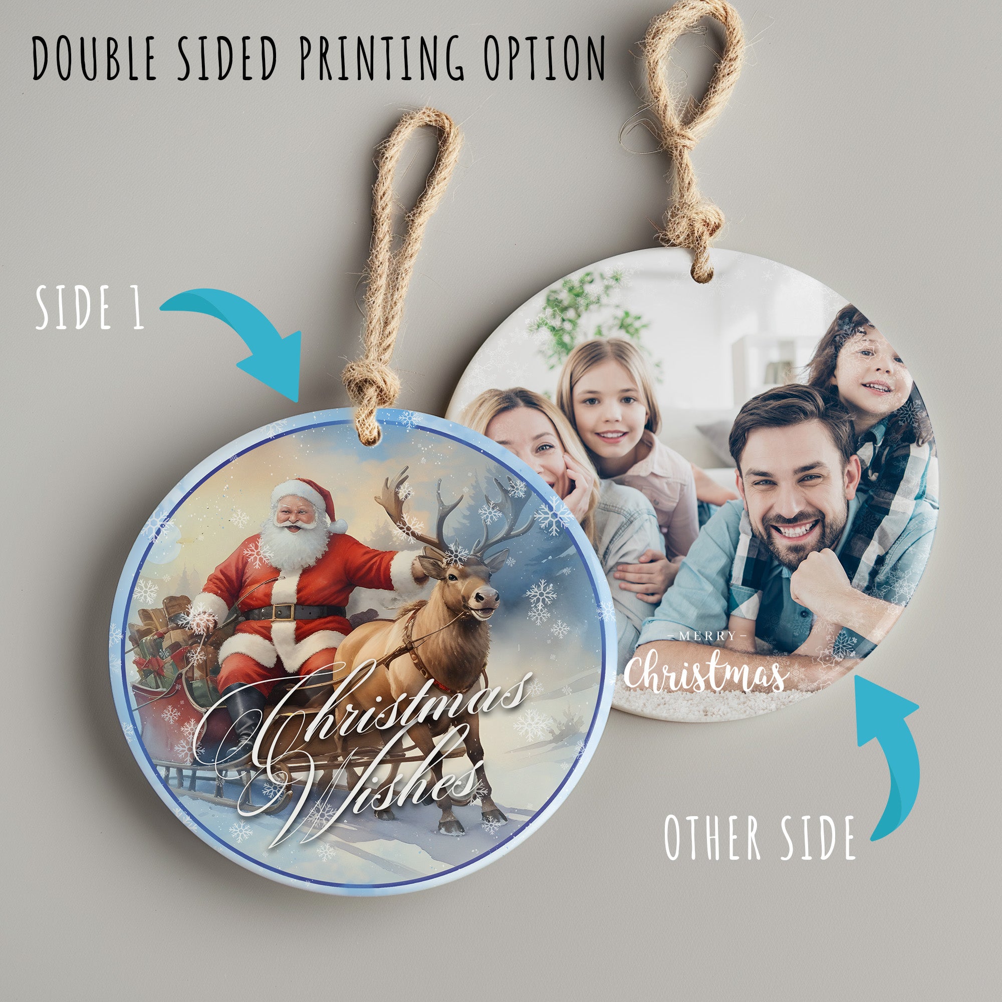 Personalized Santa and Reindeer Ceramic Christmas Ornament – Perfect Holiday Keepsake for Family and Friends - Image 8