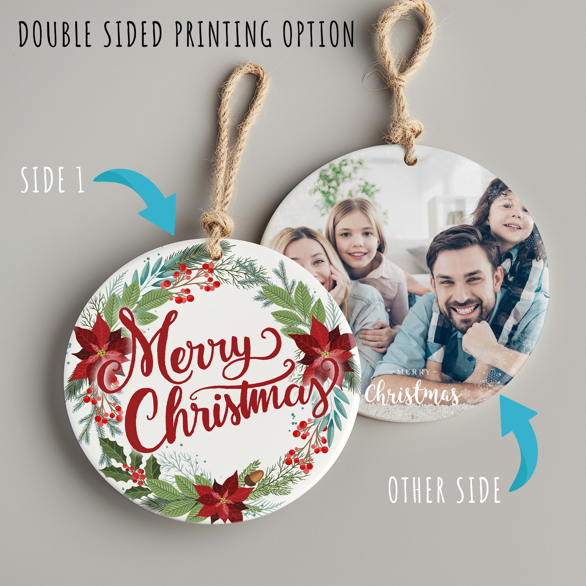 Personalized Merry Christmas Ceramic Ornament with Festive Florals - Perfect Handmade Gift for Loved Ones - Image 8