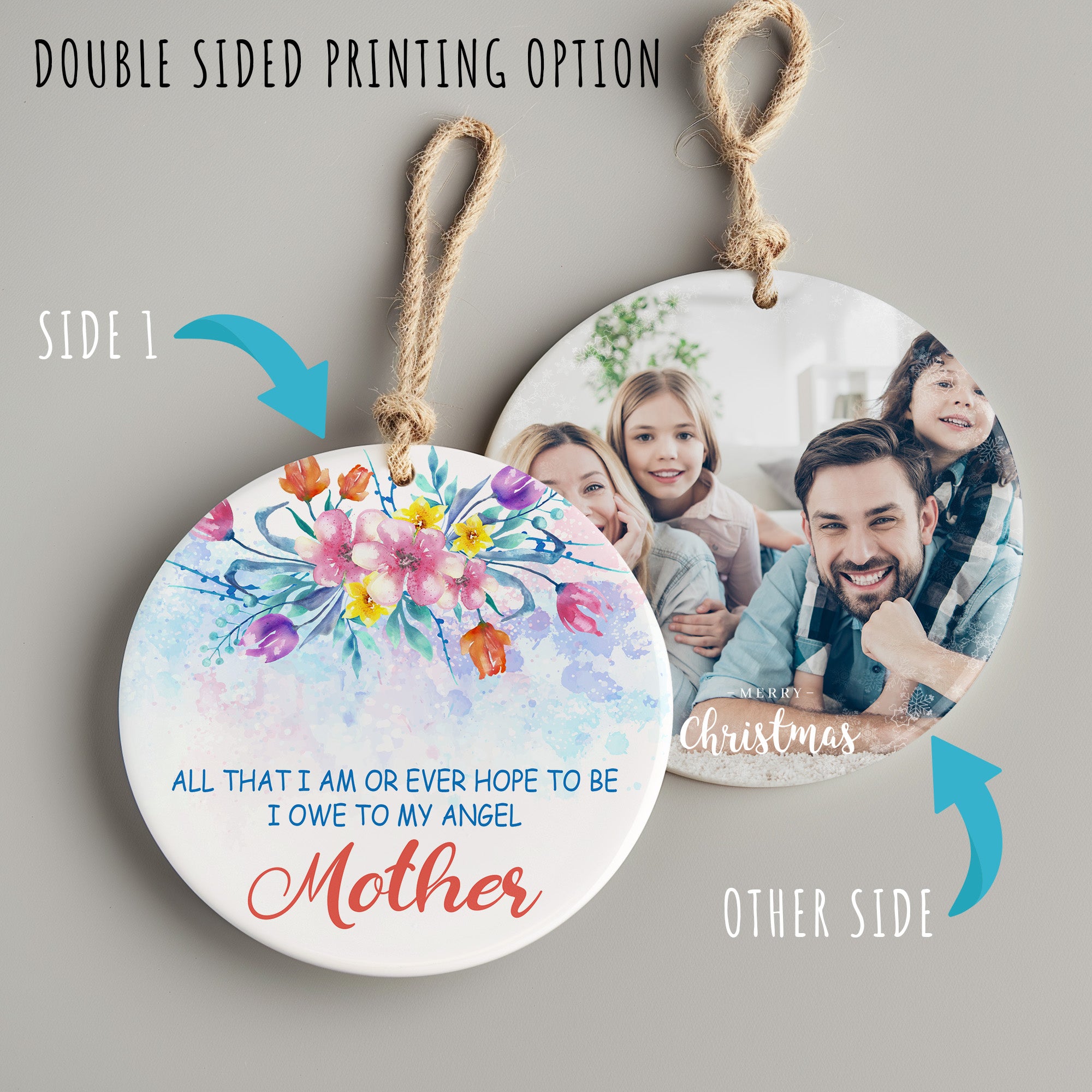 Custom Floral Mother's Day Ceramic Ornament - Personalized Gift for Mom with Inspirational Quote - Image 8