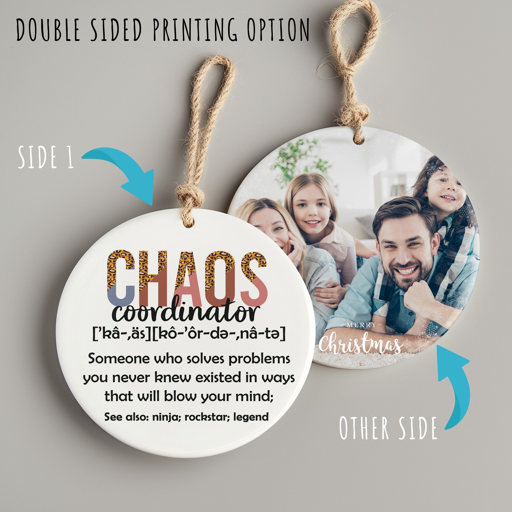 Personalized "Chaos Coordinator" Ceramic Ornament - Unique Gift for Problem Solvers, Handmade with Inspirational Design - Image 8