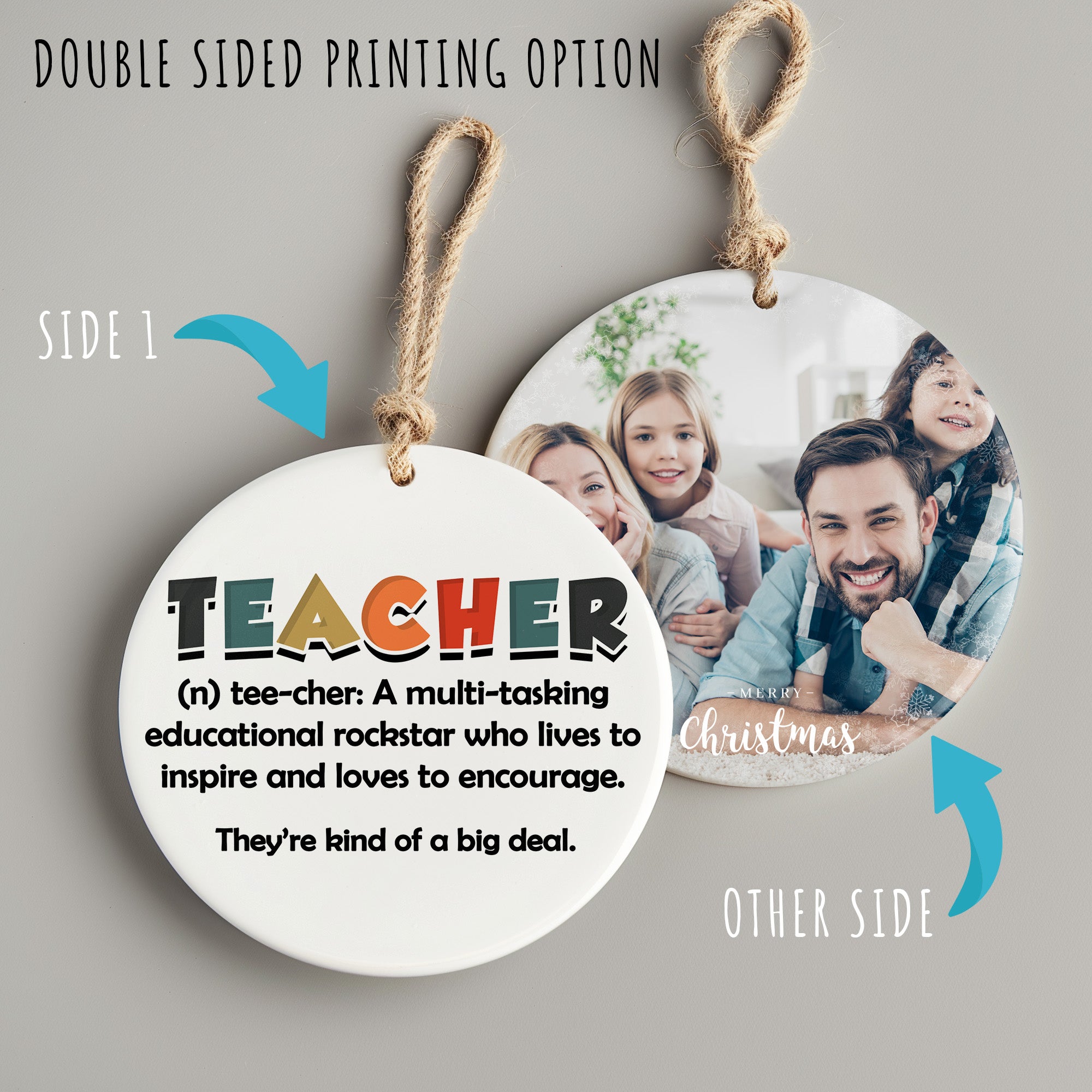 Personalized Teacher Appreciation Ceramic Ornament – Multi-Color Definition Design for Inspiring Educators - Image 8