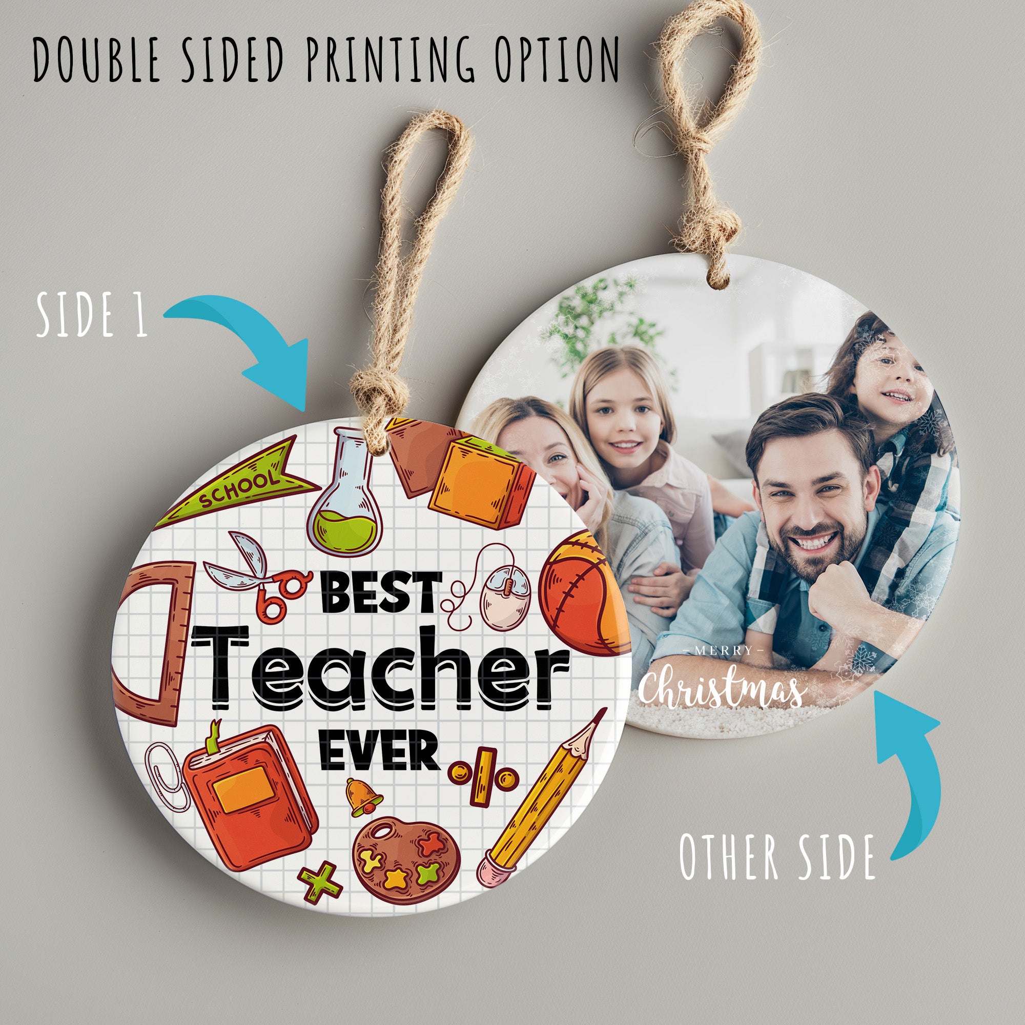 Personalized "Best Teacher Ever" Ceramic Ornament - Handcrafted Appreciation Gift for Educators, Ideal for Teacher's Day or Graduation - Image 8