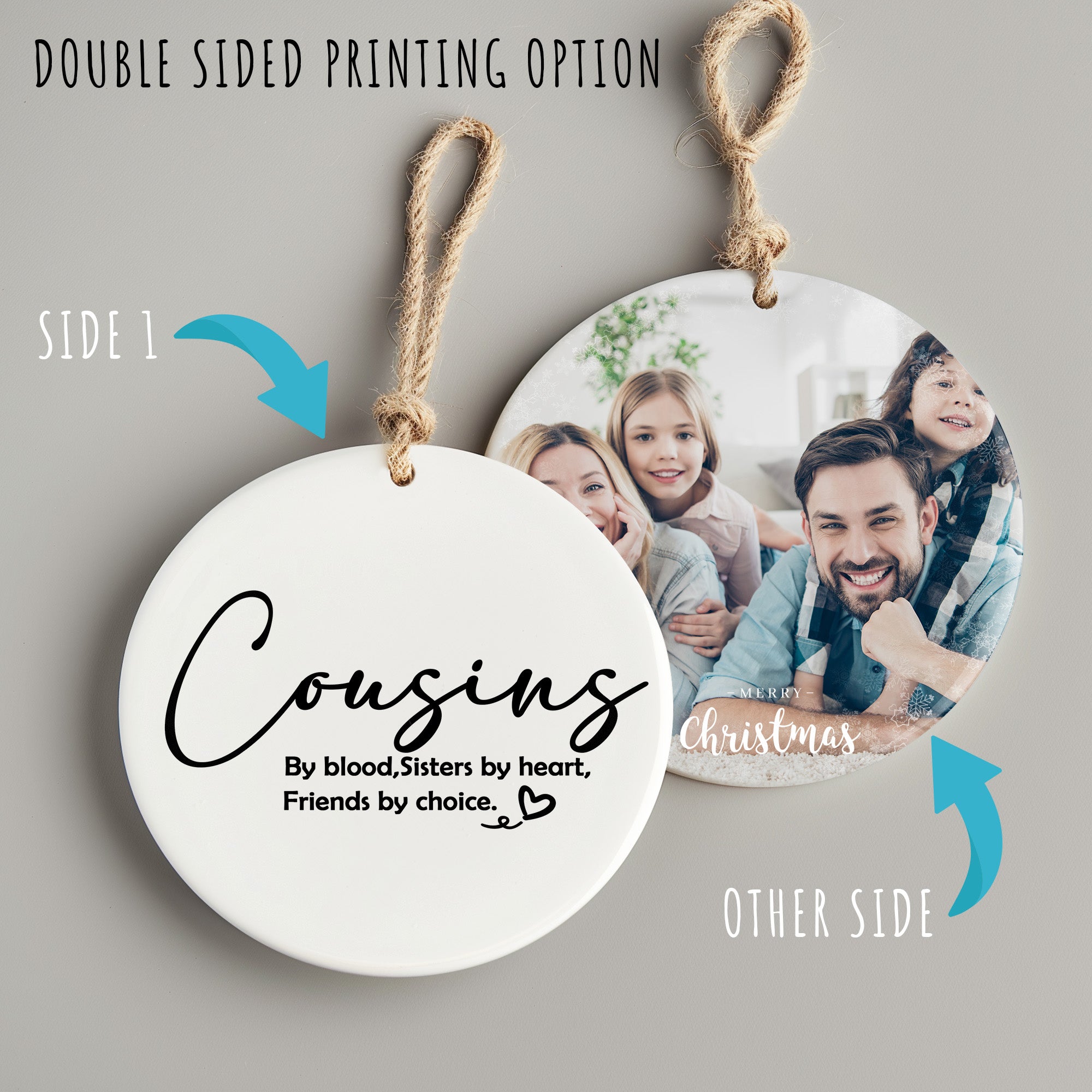 Personalized "Cousins" Ceramic Ornament – Heartfelt Gift for Family and Friends, Sisters by Heart, Friendship Keepsake - Image 8