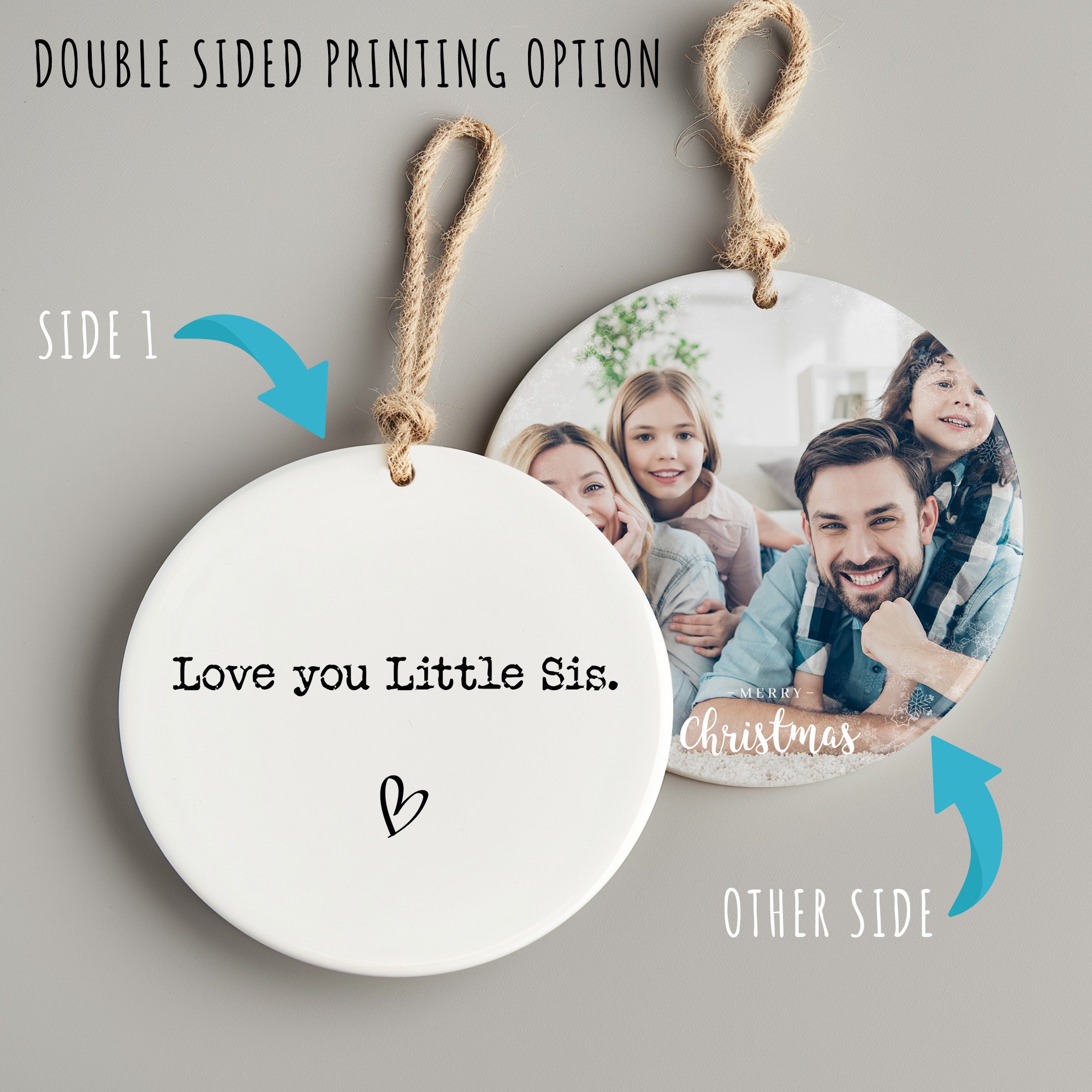 Personalized Handmade Ceramic Ornament for Little Sisters – Heartfelt Gift with Customizable Message and Elegant Design - Image 8