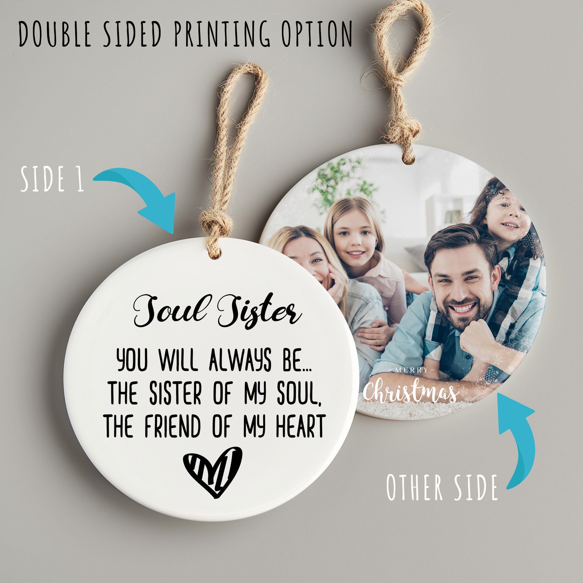 Personalized "Soul Sister" Ceramic Ornament - Heartfelt Friendship Gift for Special Occasions - Image 8