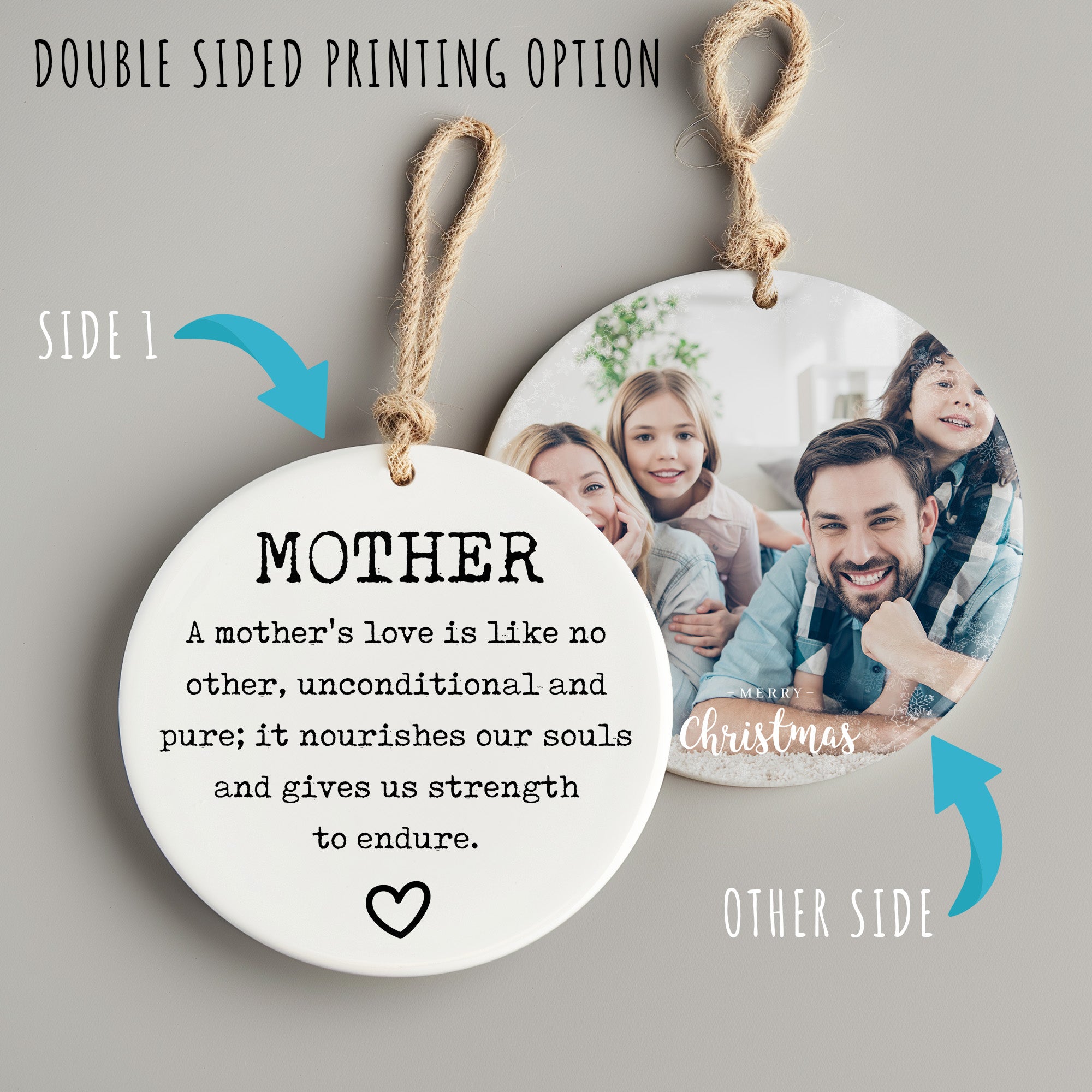Personalizable Heartfelt Mother Ceramic Ornament – Handmade Christmas Keepsake Gift for Moms, Celebrating Unconditional Love - Image 8