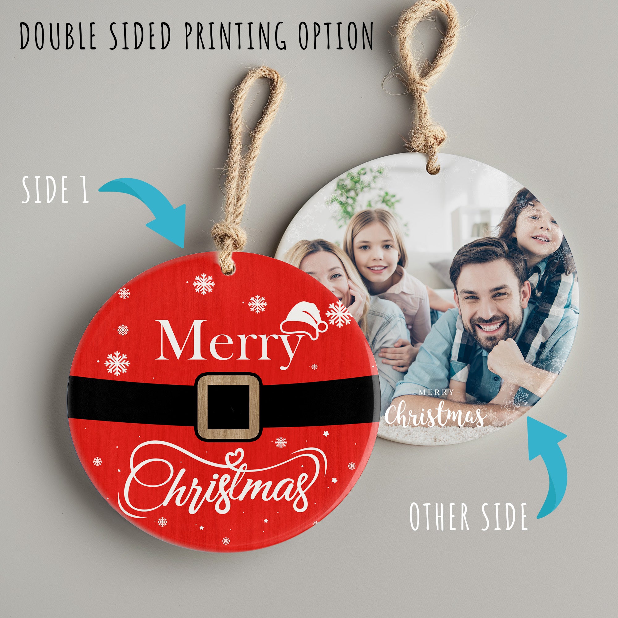 Personalized Santa Belt Ceramic Christmas Ornament – Handcrafted Holiday Décor Gift with Customizable Options for Family and Friends - Image 8