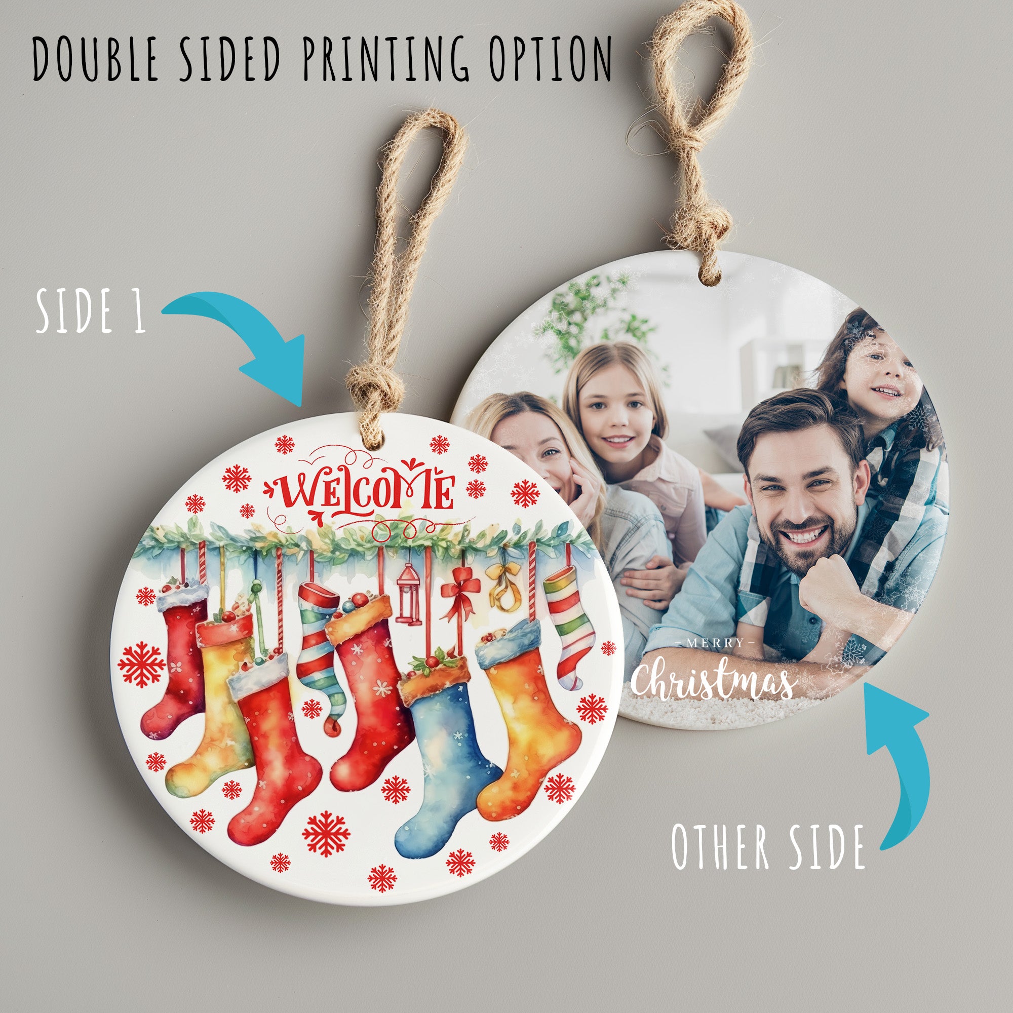 Personalized Ceramic Christmas Ornament with Colorful Stockings Design - Perfect Handmade Holiday Gift - Image 8