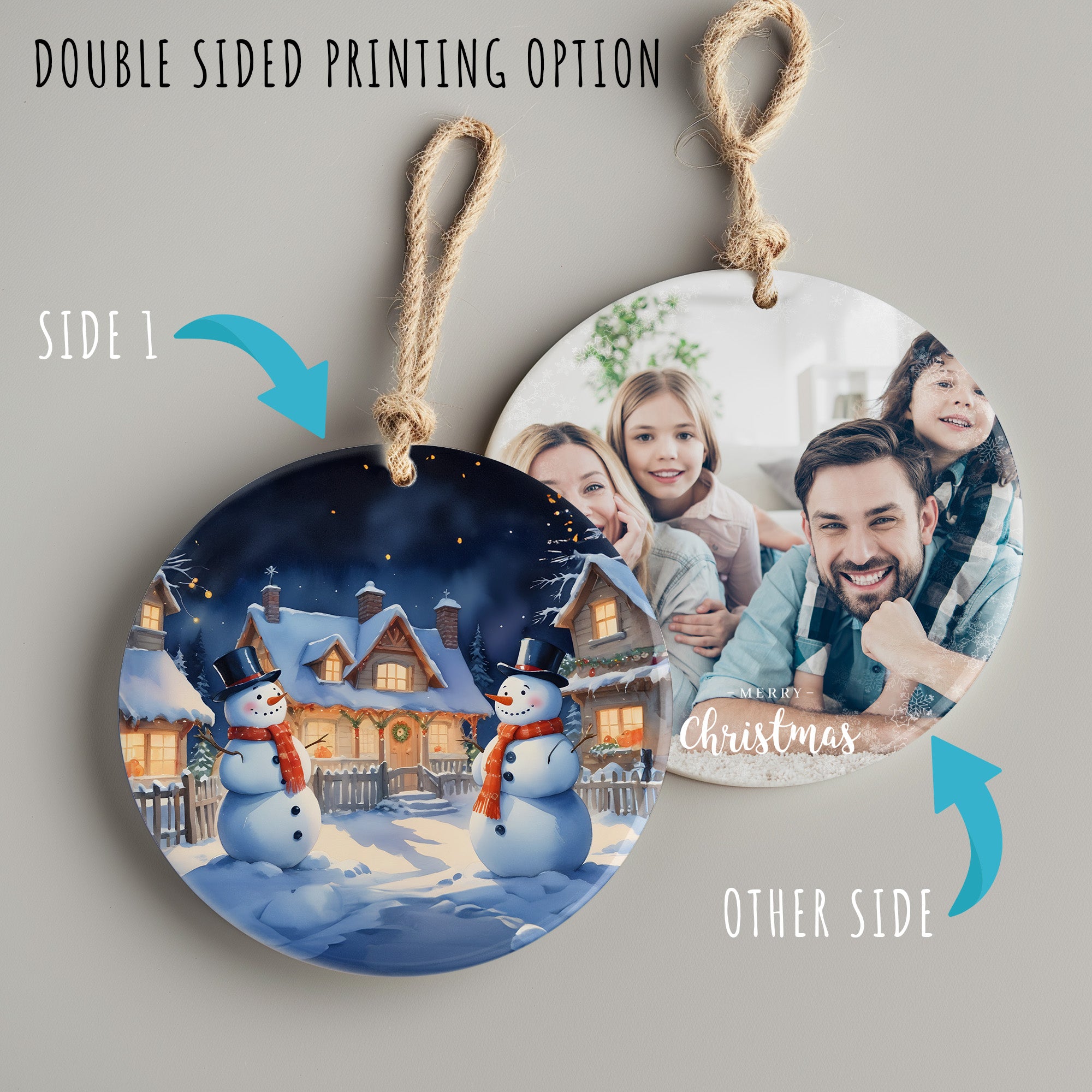 Personalized Snowman Ceramic Ornament - Handcrafted Winter Scene, Perfect Christmas Gift with Customization Options - Image 8