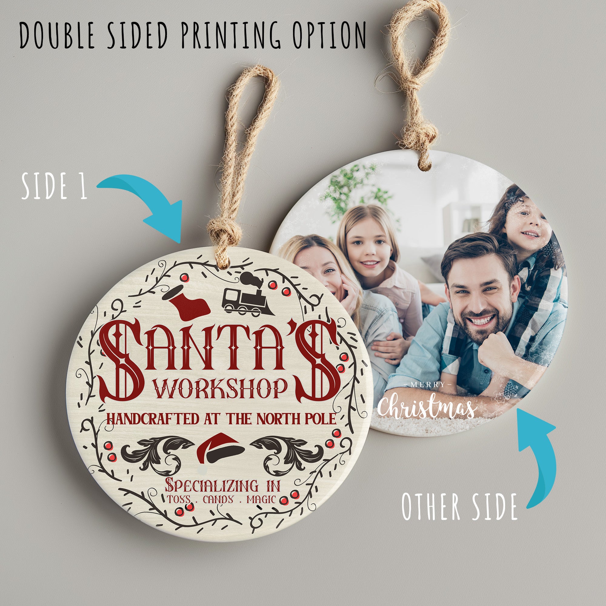 Personalized Santa's Workshop Ceramic Ornament – Handcrafted Holiday Charm from the North Pole - Image 8
